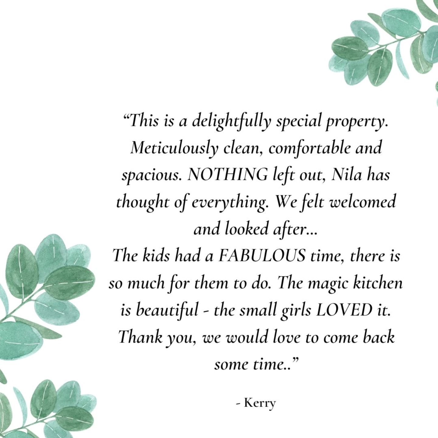 ⭐️ READ KERRY'S FULL REVIEW HERE&nbsp;⭐️

&quot;This is a delightfully special property. Meticulously clean, comfortable and spacious. NOTHING left out, Nila has thought of everything. We felt welcomed and looked after. Thank you Nila, for the welcom
