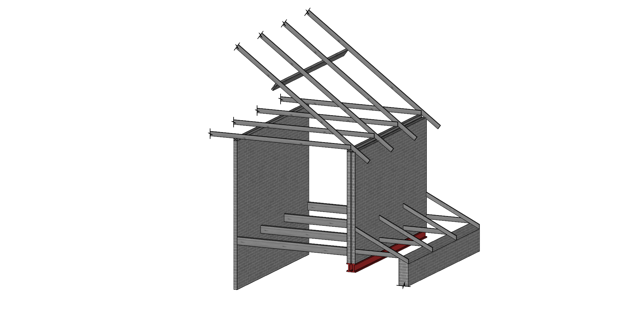 Steel Beams Supporting Cavity Wall, Floor Joists, Lean to Roof and