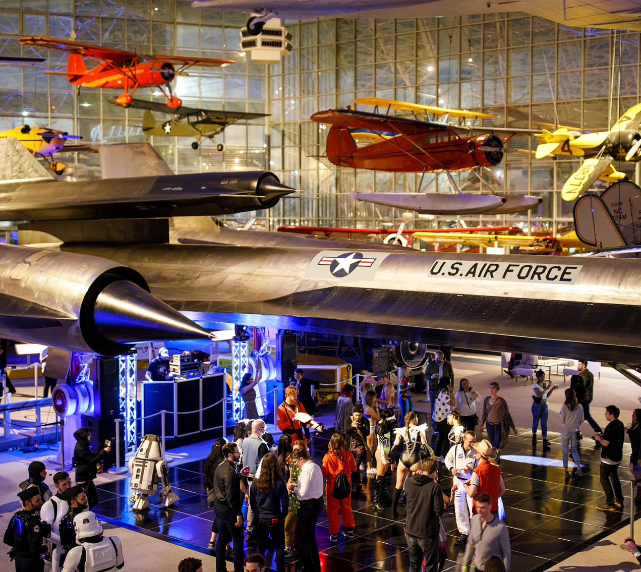  A dance floor as black as space for  Yuri’s Night  at the  Museum of Flight . 