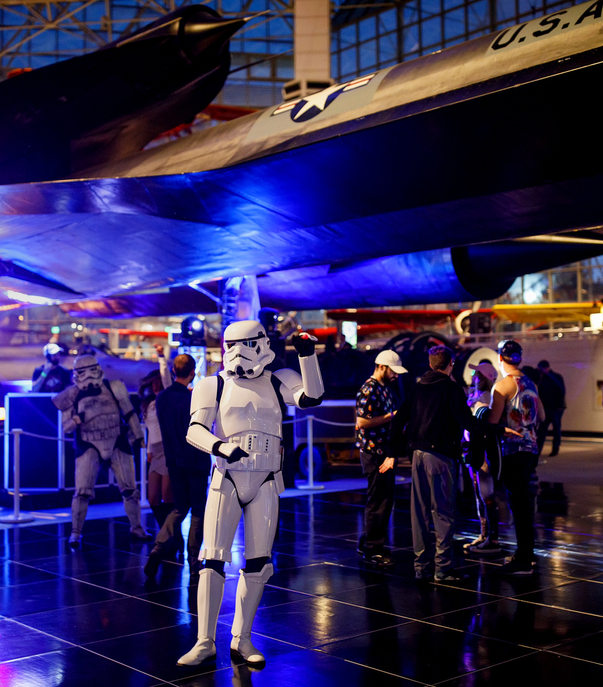  A dance floor as black as space for  Yuri’s Night  at the  Museum of Flight . 