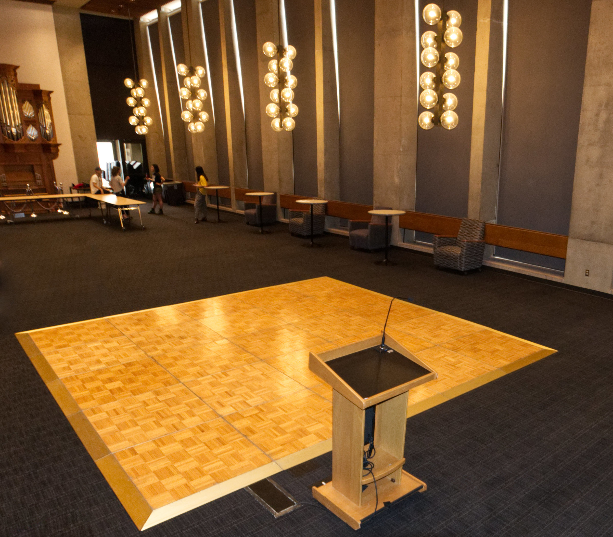  15’ by 15’ oak dance floor at UW Kane Hall for the  Foundation for International Understanding through Students  