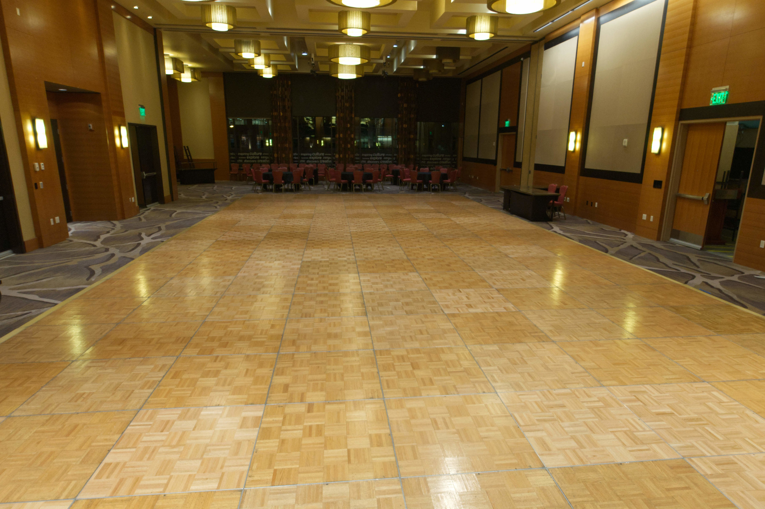  27’ by 60’ oak dance floor for the  Emerald City Hoedown , put on by  Rain Country Dance Association  