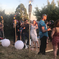  12’ by 12’ oak dance floor for a backyard graduation party. 