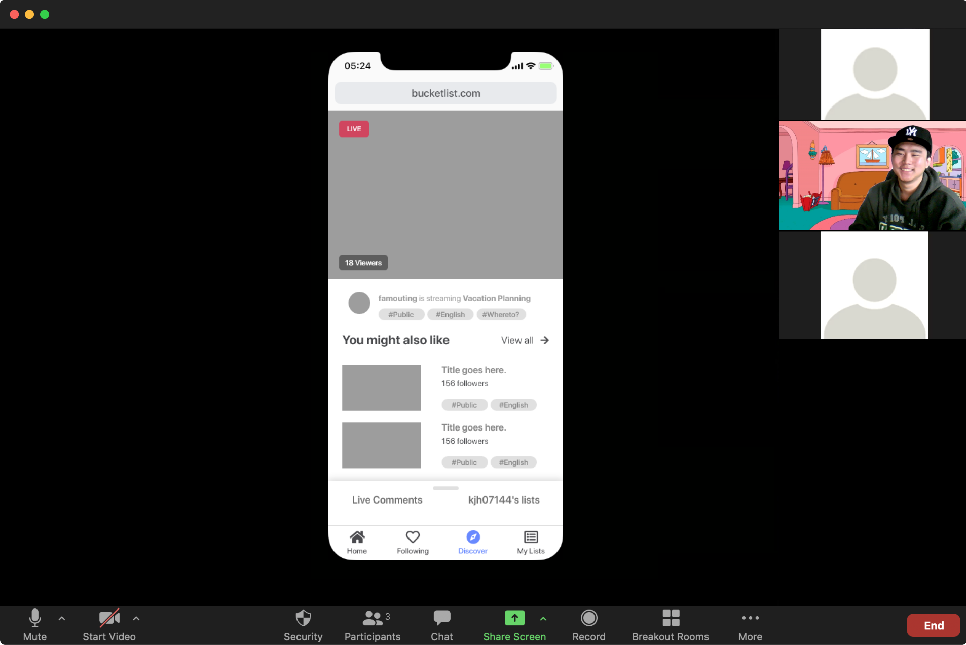 RITE in progress using rough prototype to gather feedback and future iterations. (Due to privacy, images has been modified)