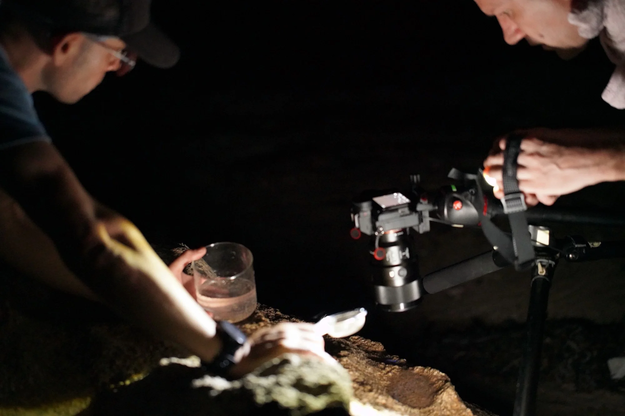 Filming in the rock pools.