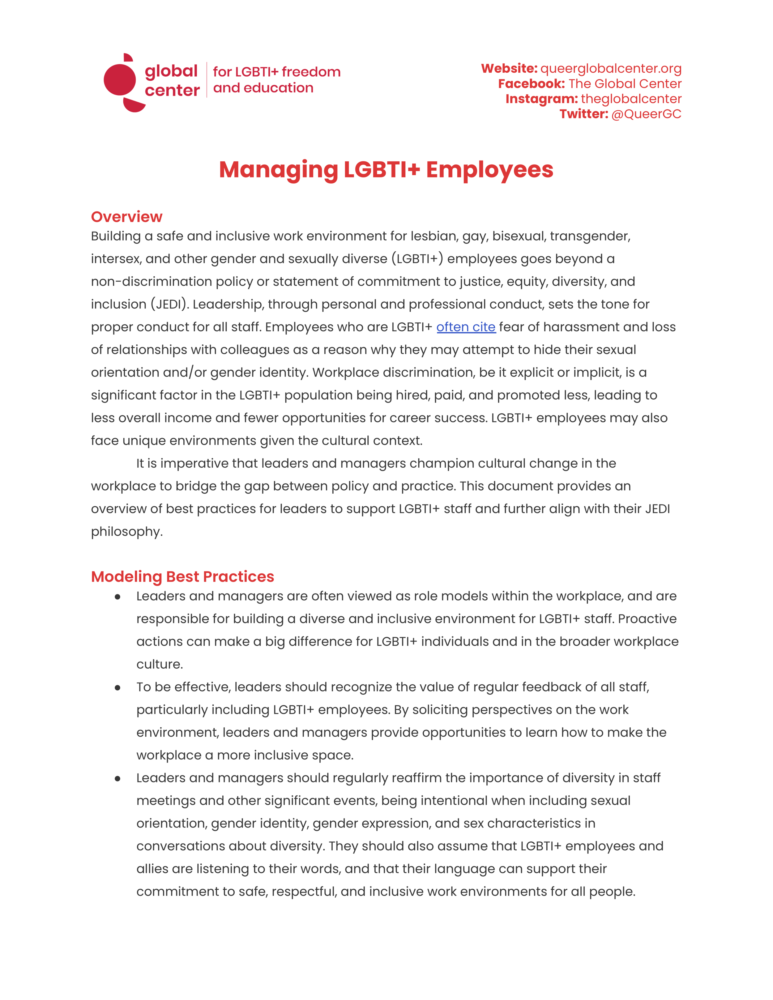 Managing LGBTI+ Employees