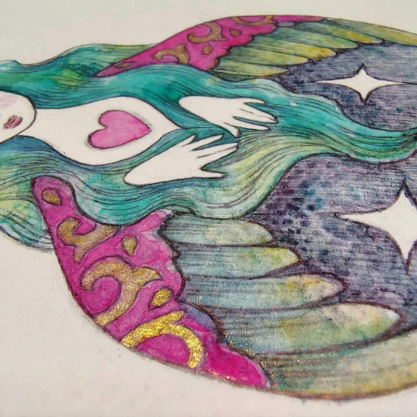 Sneak peek 🫣 
.
By the way, the snail mail idea is on!
I am going to organise all that needs to be done during the next week, and then it will be up for subs in the site.
I am quite excited. It's fun!
.
.
#watercolor #art #artistsoninstagram #wipart