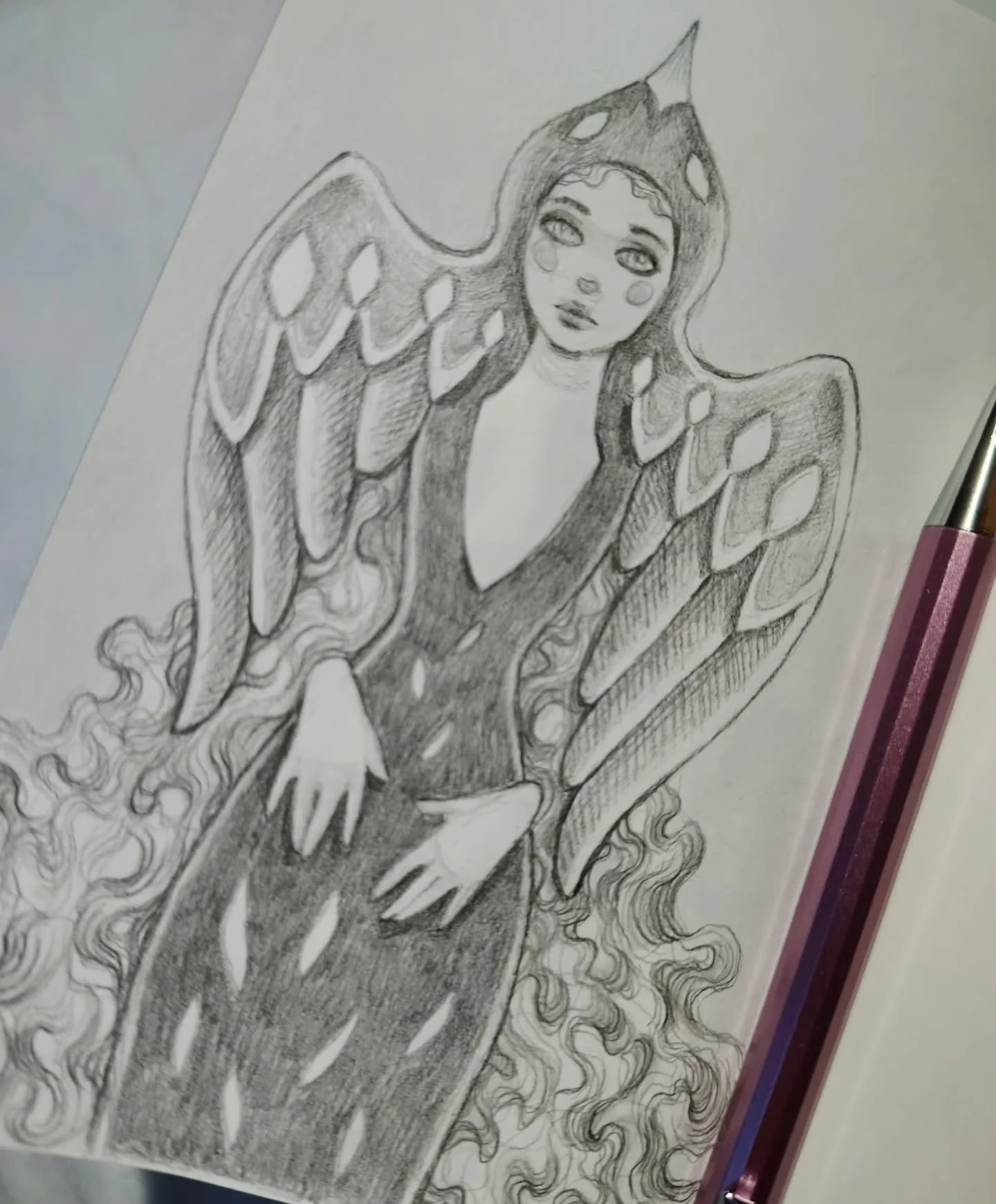 Birdwoman
🖤
I am back home from the hospital, which means no more funny meds.
It also means the pain is more, because I only can take more "safe" medications. 
Bummer.
But thankful for the sketchbook keeping me sane.
.
Speaking of art: I w