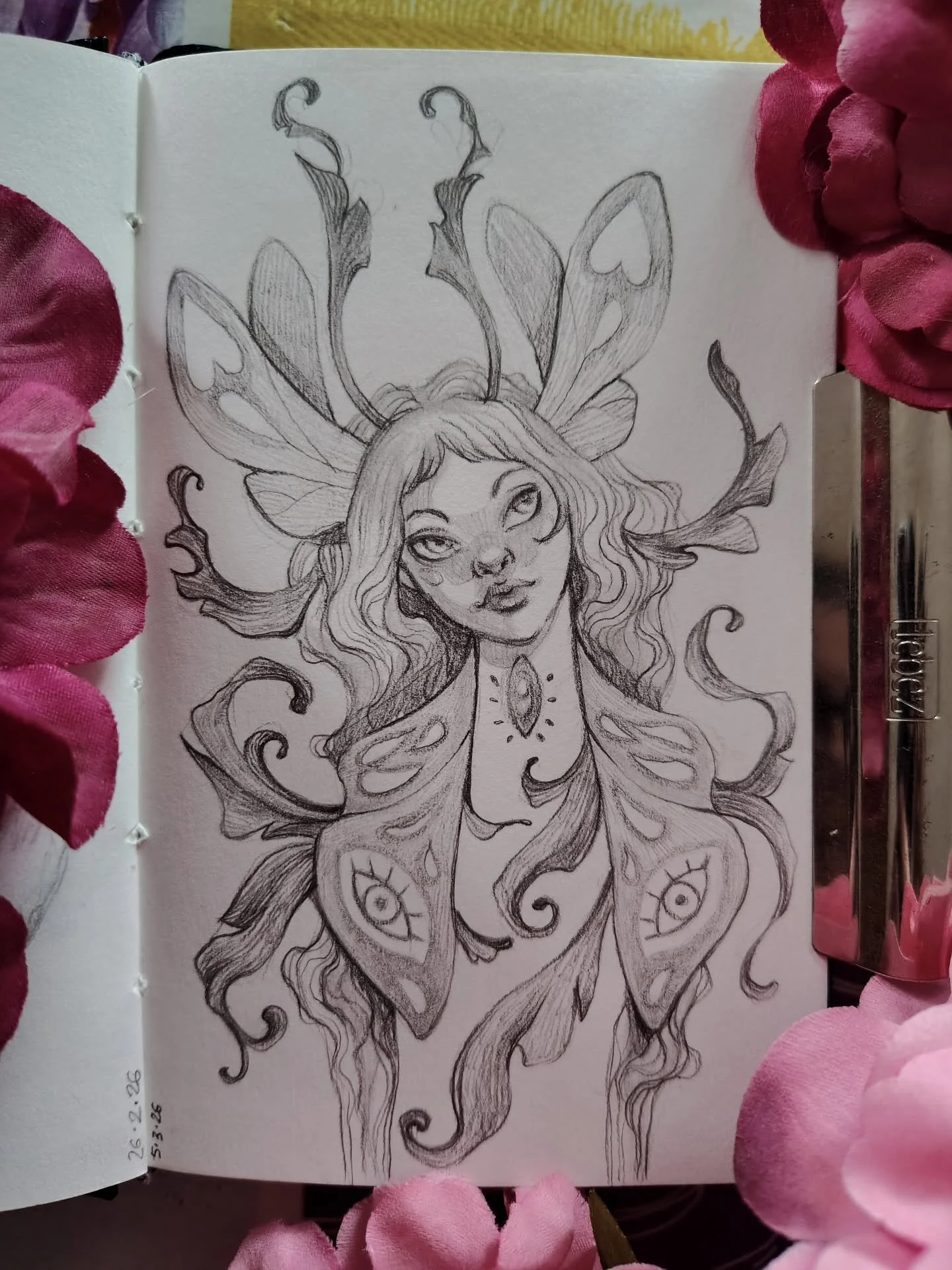 Moth girl...
This is an important one for me. Months ago I decided I would practice pencil until I became better at it. This is the first time I felt confident while using graphite, that sense of knowing how to use it to achieve the effect I wanted.
