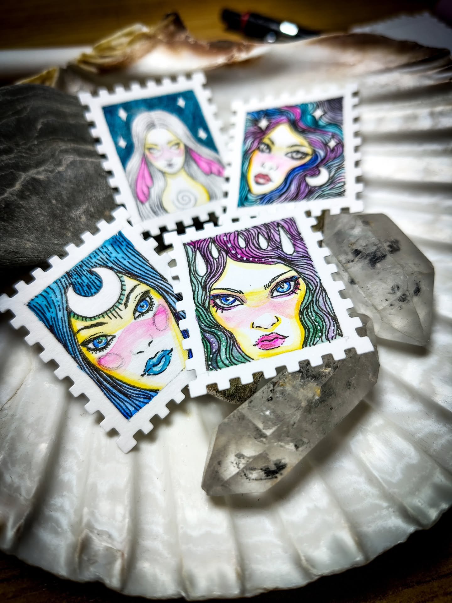 Tiny art on the desk tonight 🩵