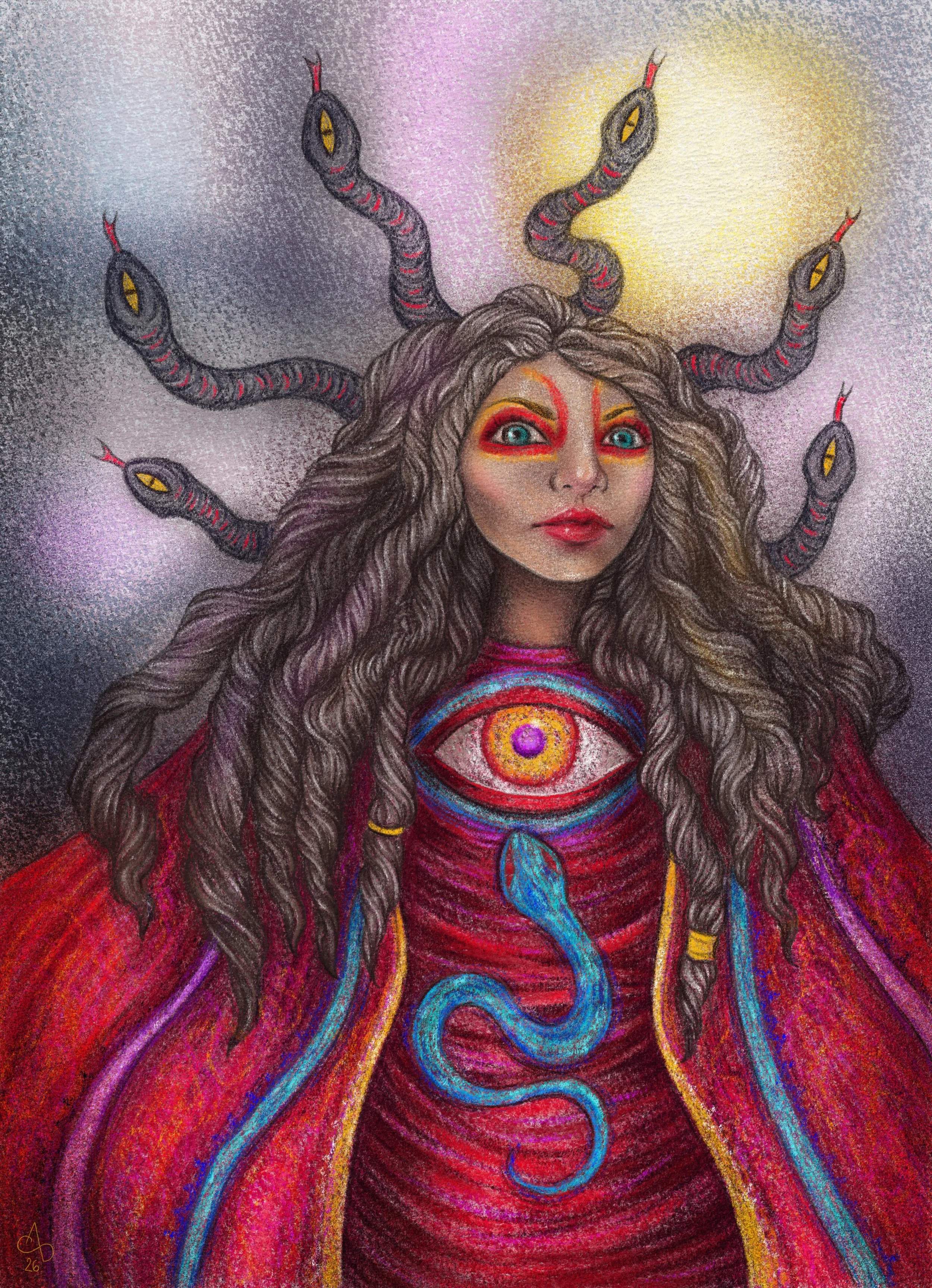 "Medusa"
A drawing inspired by one of Sacred Familiar (Julia Inglis) spirit dolls.
Digital crayon.