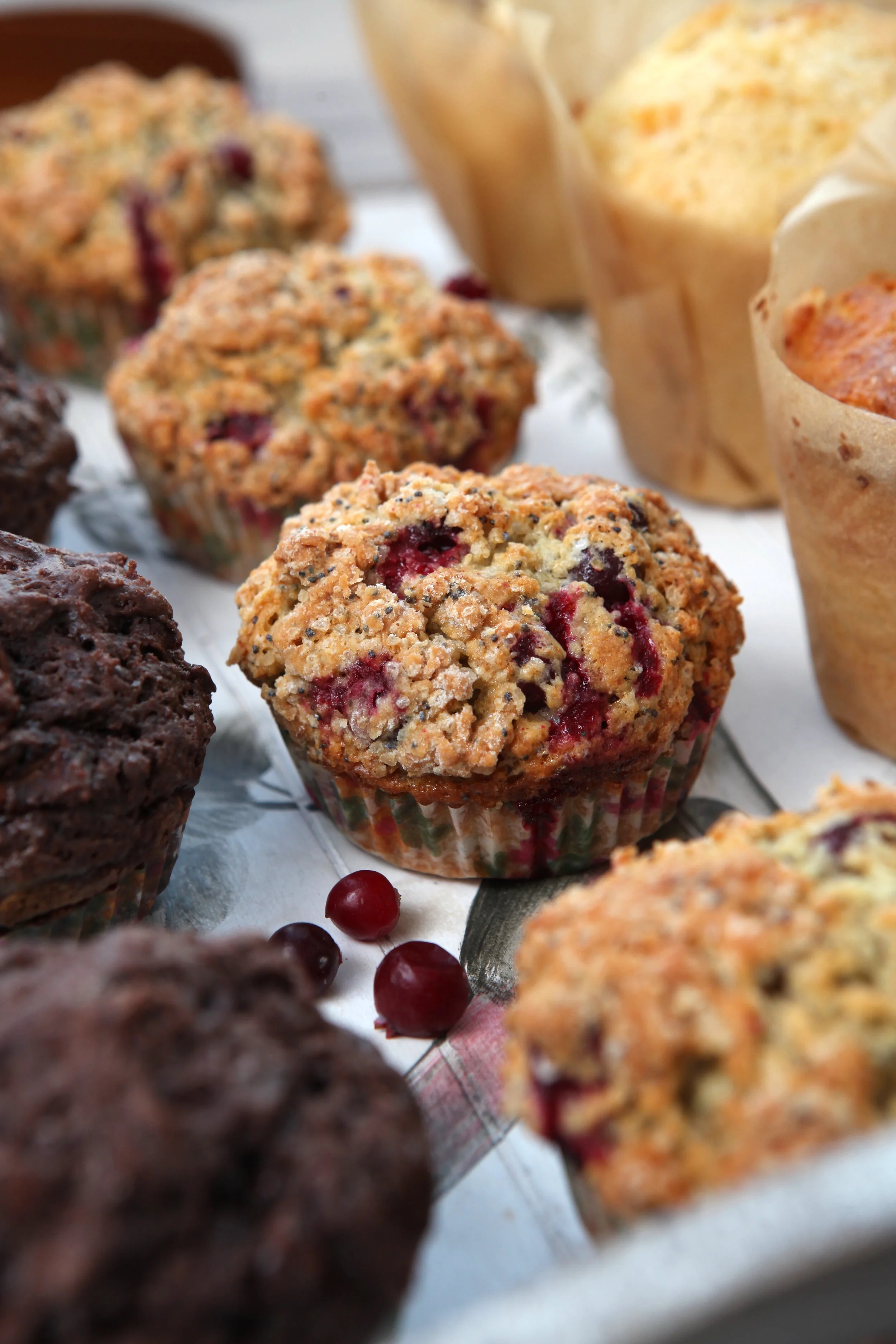 Dzērveņu un magoņu mafini