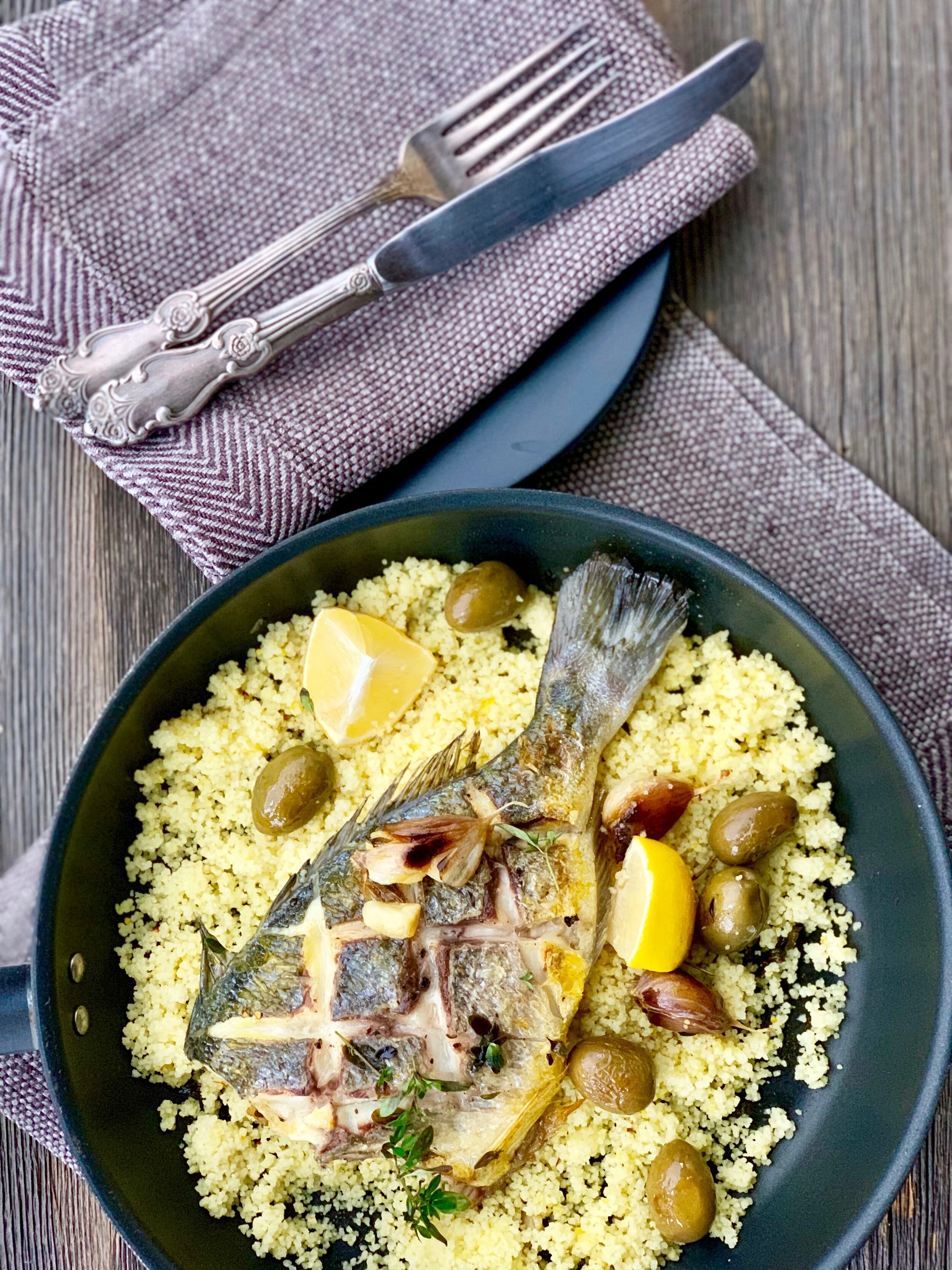 Jūras karūsa ar kuskusu