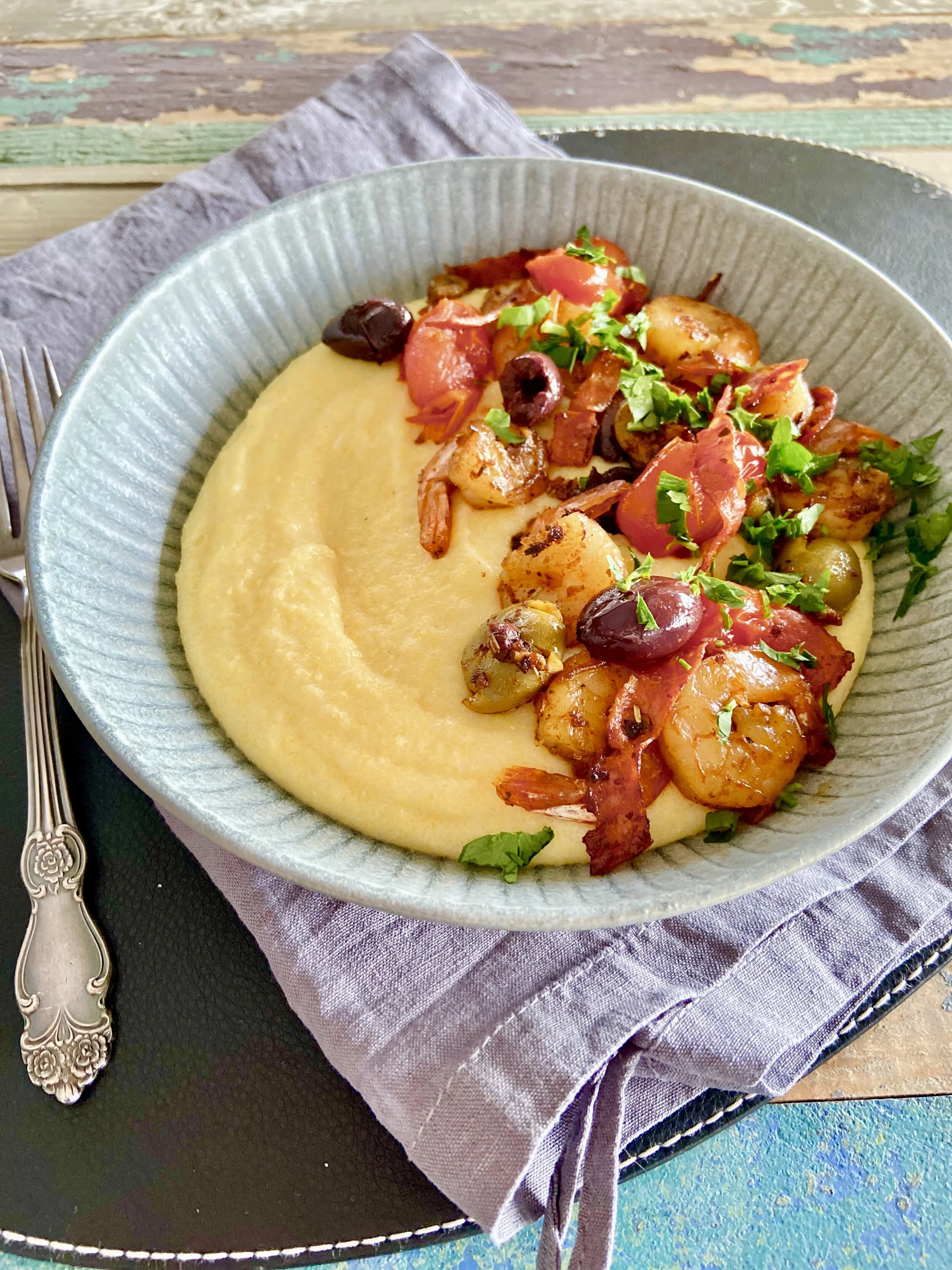 Polenta ar garnelēm