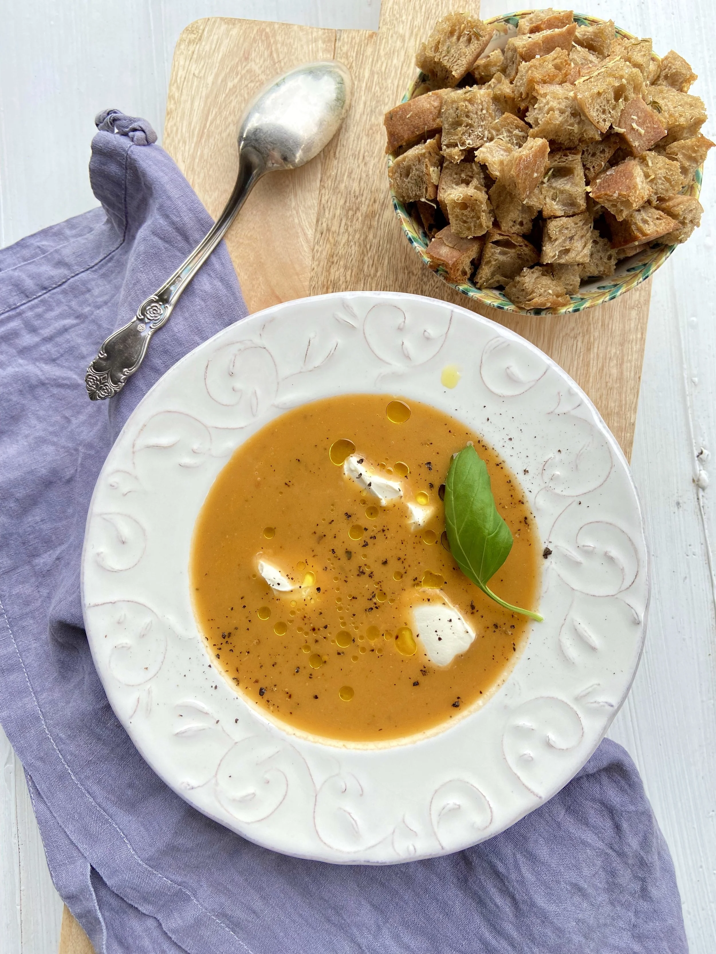 Baklažānu un lēcu krēmzupa