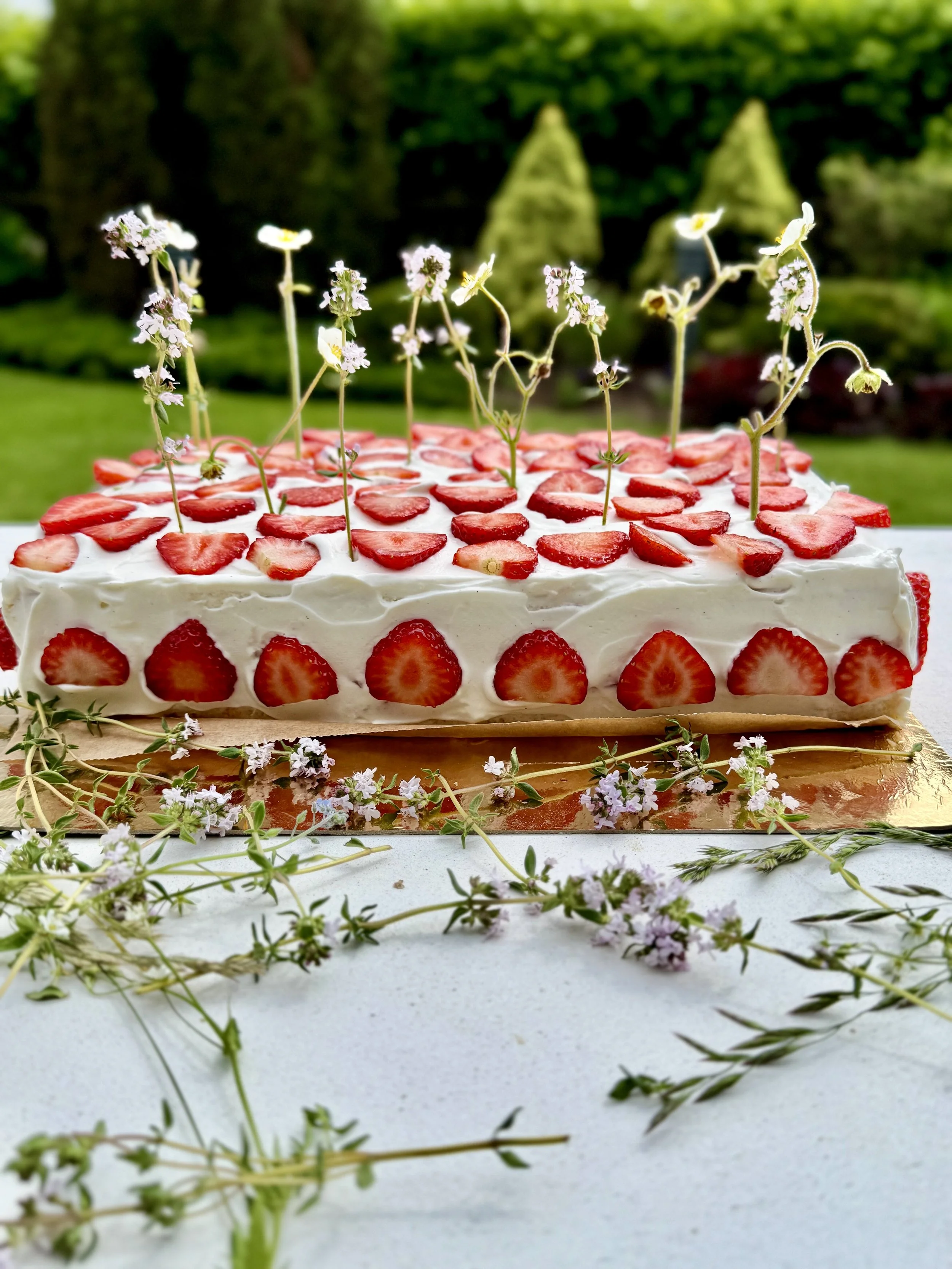 Biskvīta un zemeņu jogurta krēma kūka