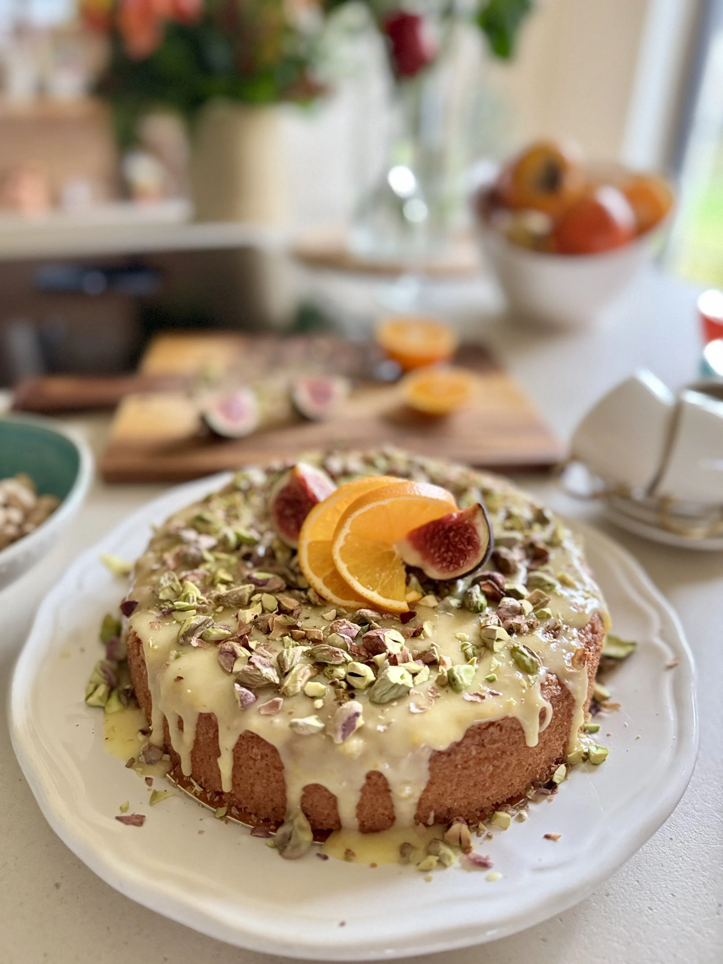 Apelsīnu un mandeļu kūka ar pistācijām