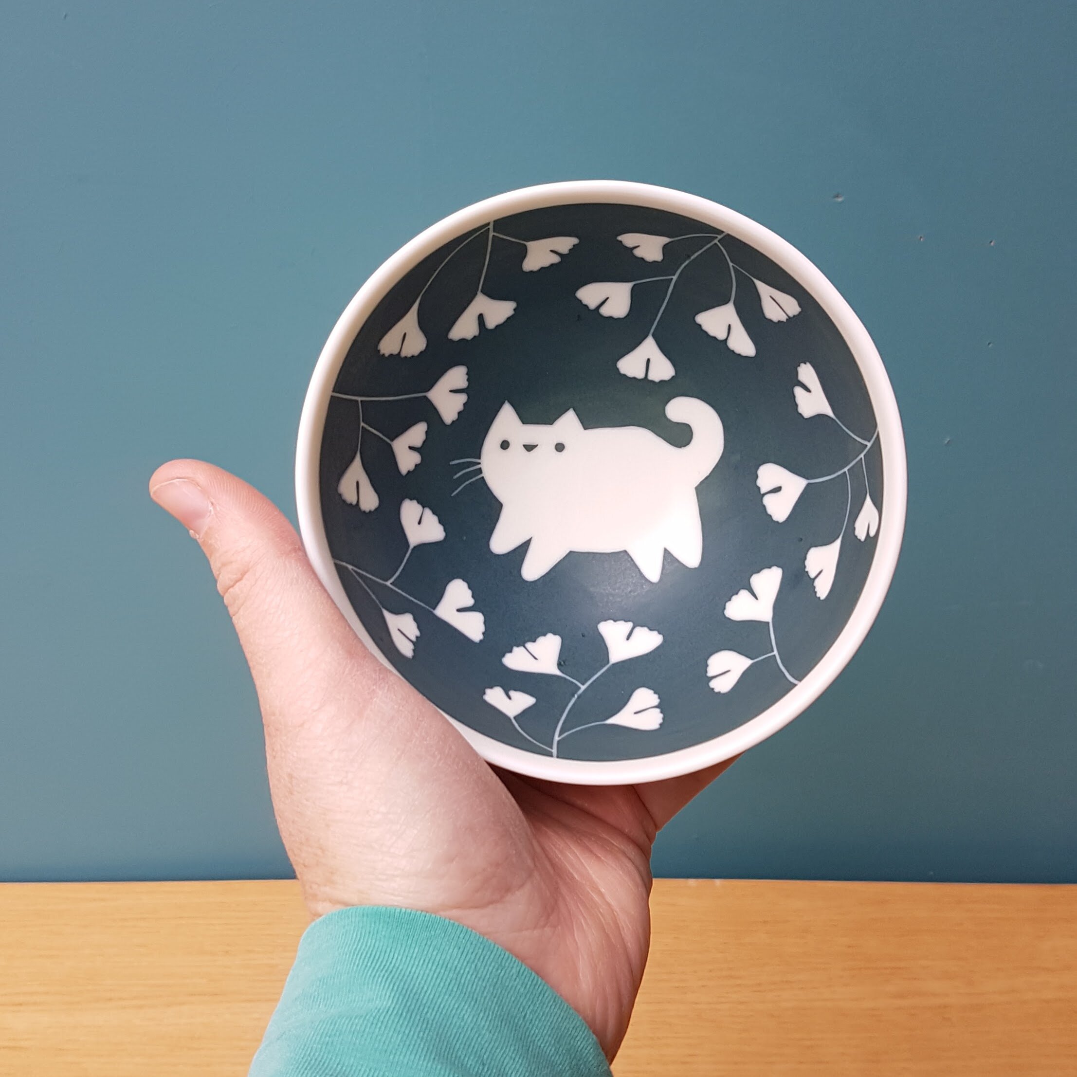 Petit bol porcelaine chat bleu vert095852.jpg