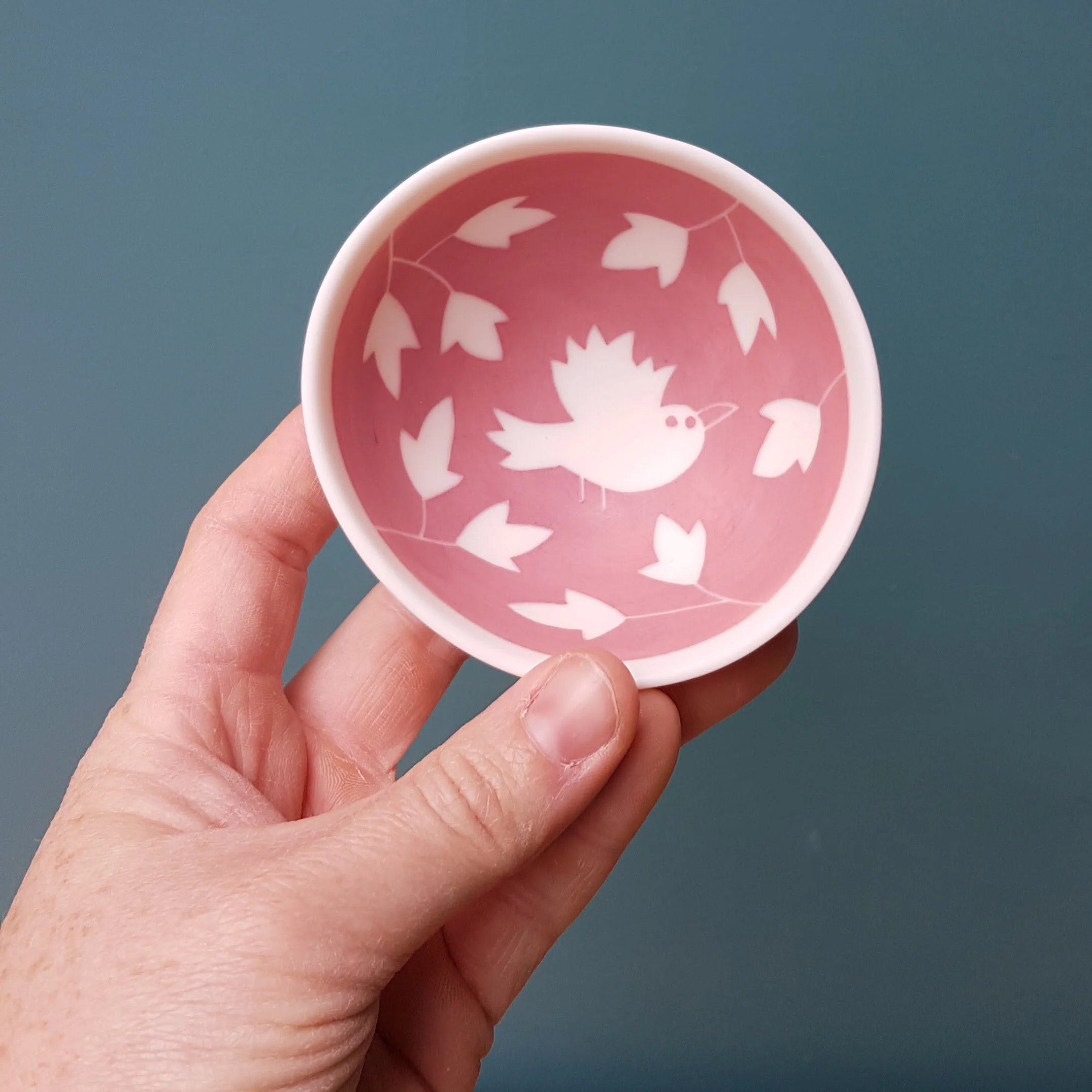 Mini bol porcelaine oiseau rose100511.jpg