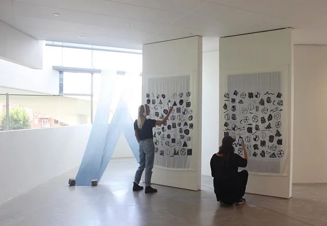 FOO/SKOU Pop Up at @arospublic where @martha_skou is doing a residency with @flux_factory NYC based art collective 🌇come by Wednesday to interact with Format 3 vs Transatlantic Duet; silk, iPhone app &amp; audio &amp; @martha_skou is doing her perfo