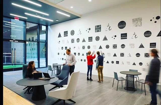 &lsquo;Descending Focus&rsquo; a site specific interactive wall created with the most minimalistic symbols from &lsquo;Format3&rsquo; Commission in collaboration with @weingartenartgroup #fooskou #interactive #art #graphics #focus #play #exsplore #gr