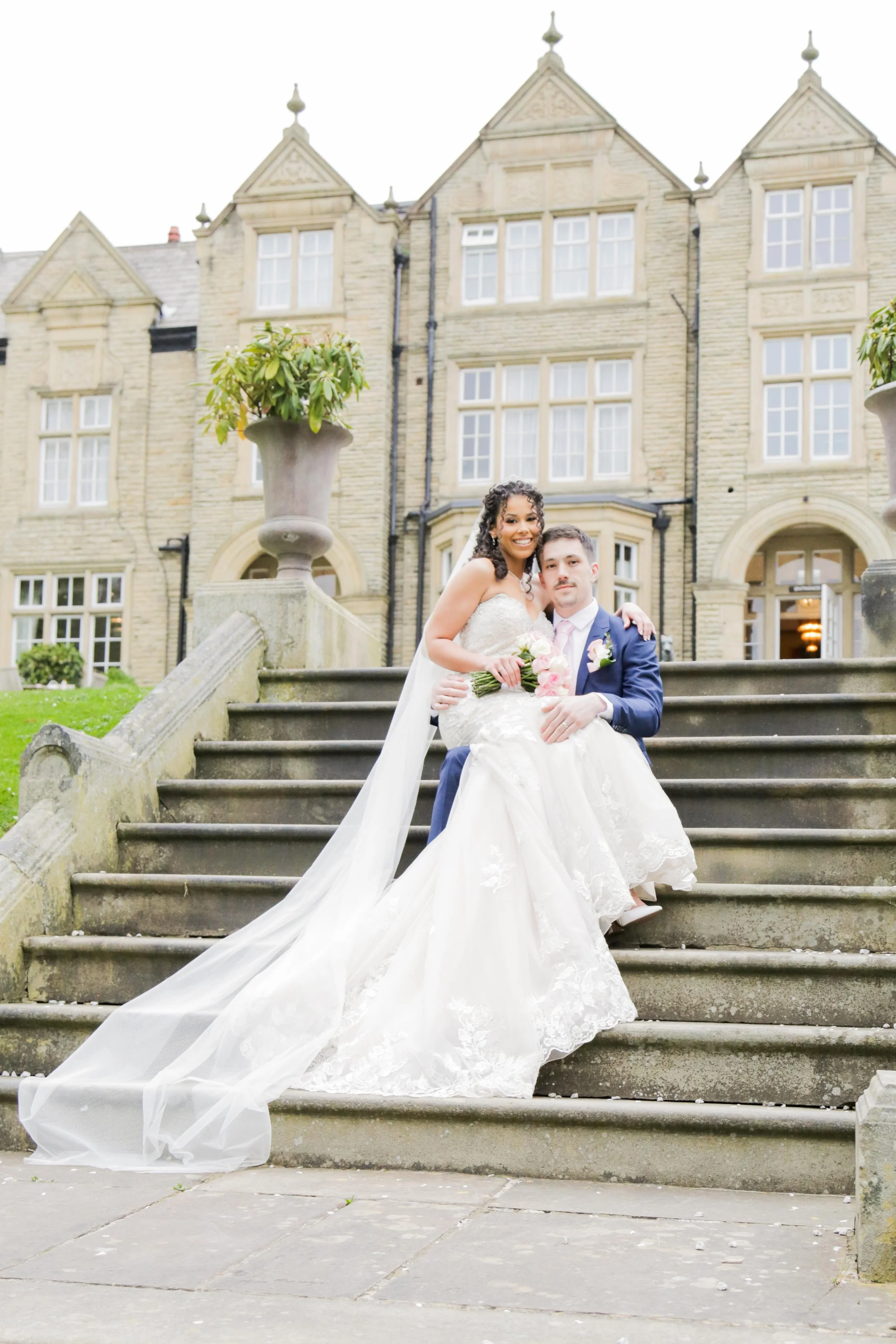 Bride and groom portrait at Woodlands Hotel in Leeds.