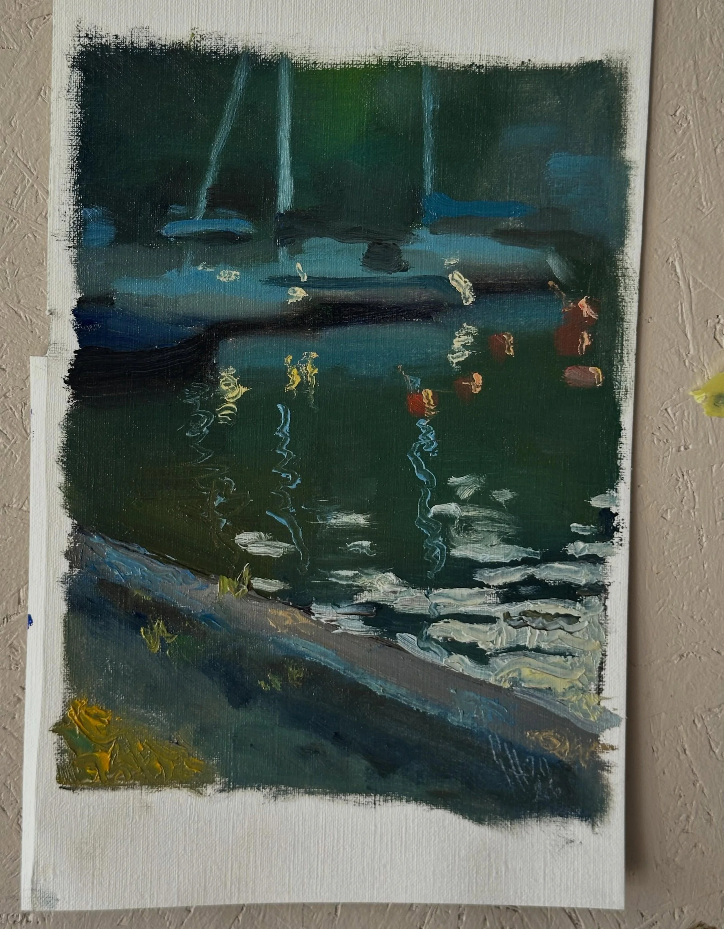 Skiss av norrbergshamnen i kv&auml;llsljus

#art #oilpainting #stockholmarchipelago #vaxholm #artoftheday