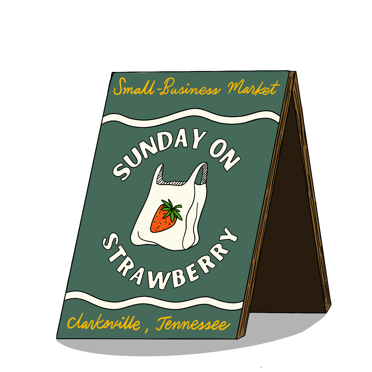 Sunday on Strawberry A-frame Illustration