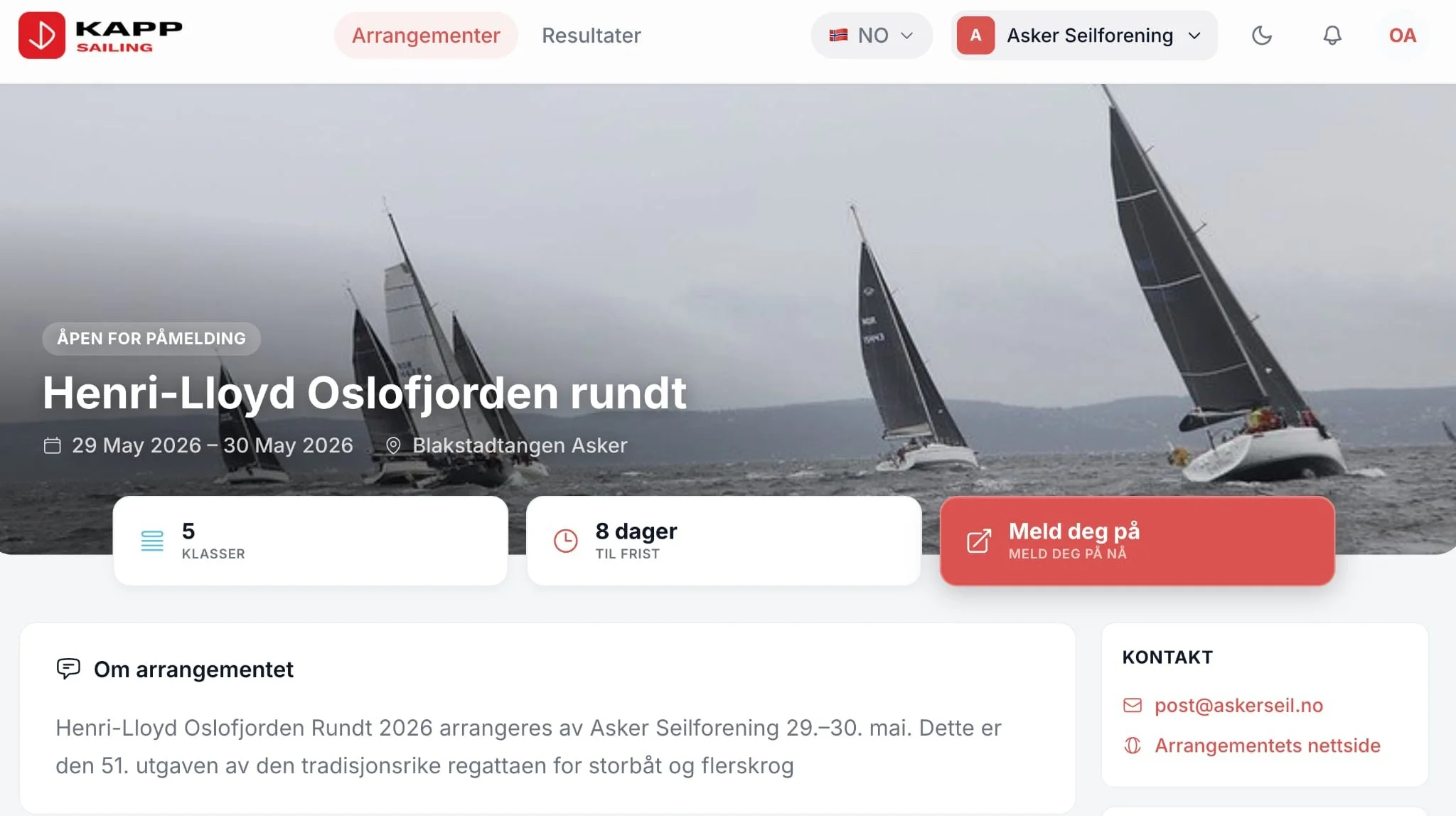 Henri-lloyd Oslofjorden Rundt i Kappsailing.com - følg med fra land!