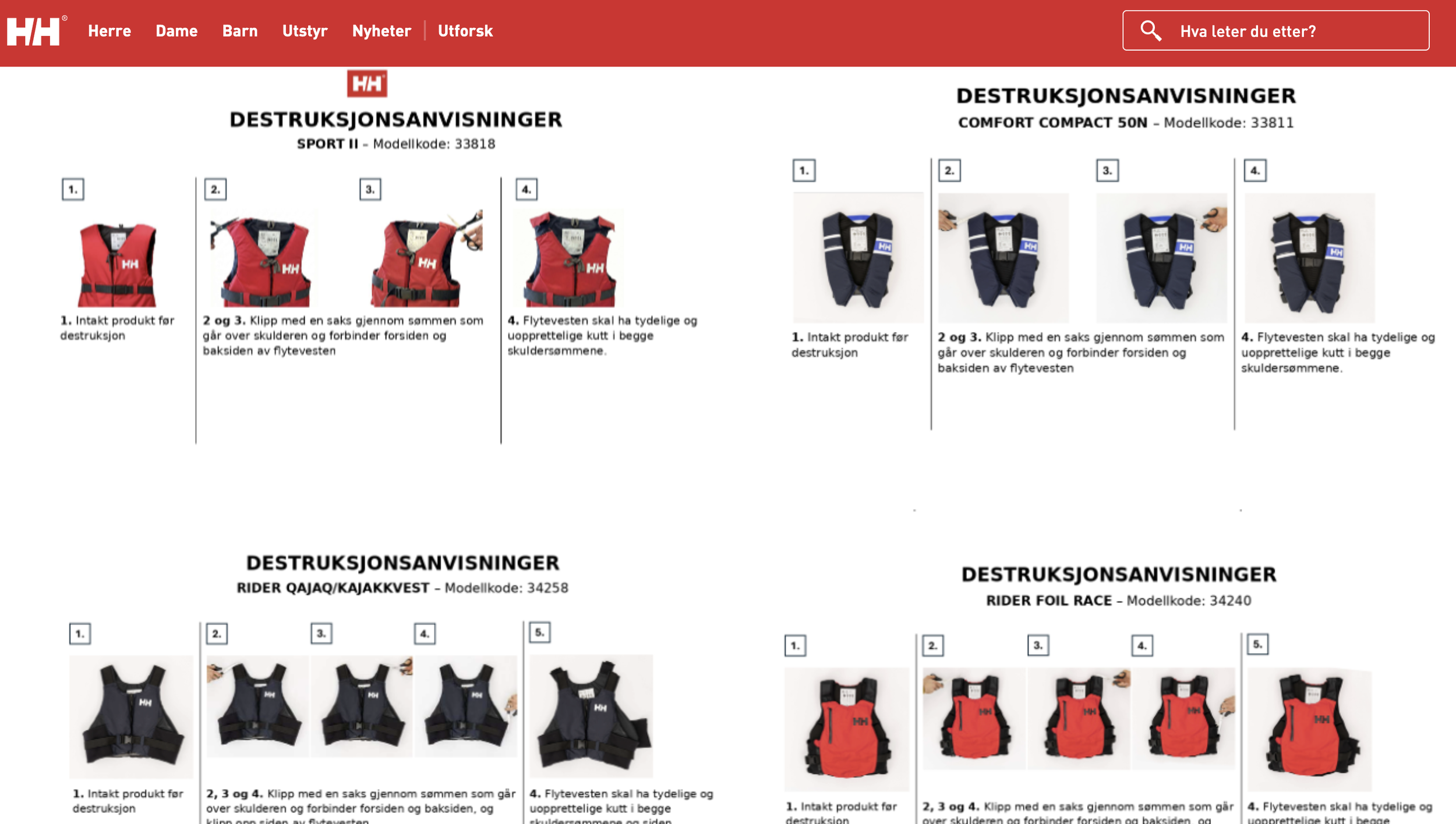 📢 Tilbakekalling av redningsvester fra Helly Hansen