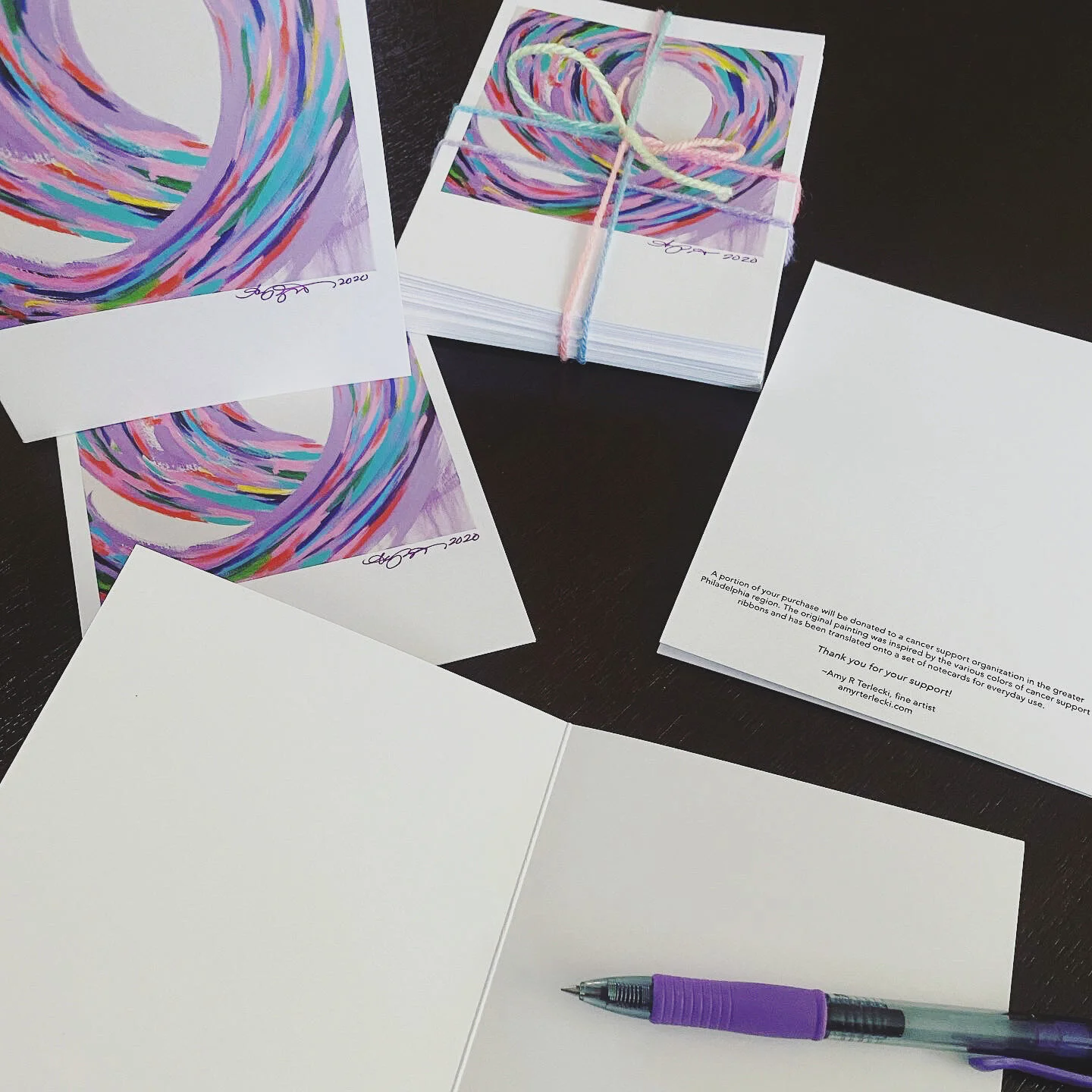 Cancer ribbon notecards 