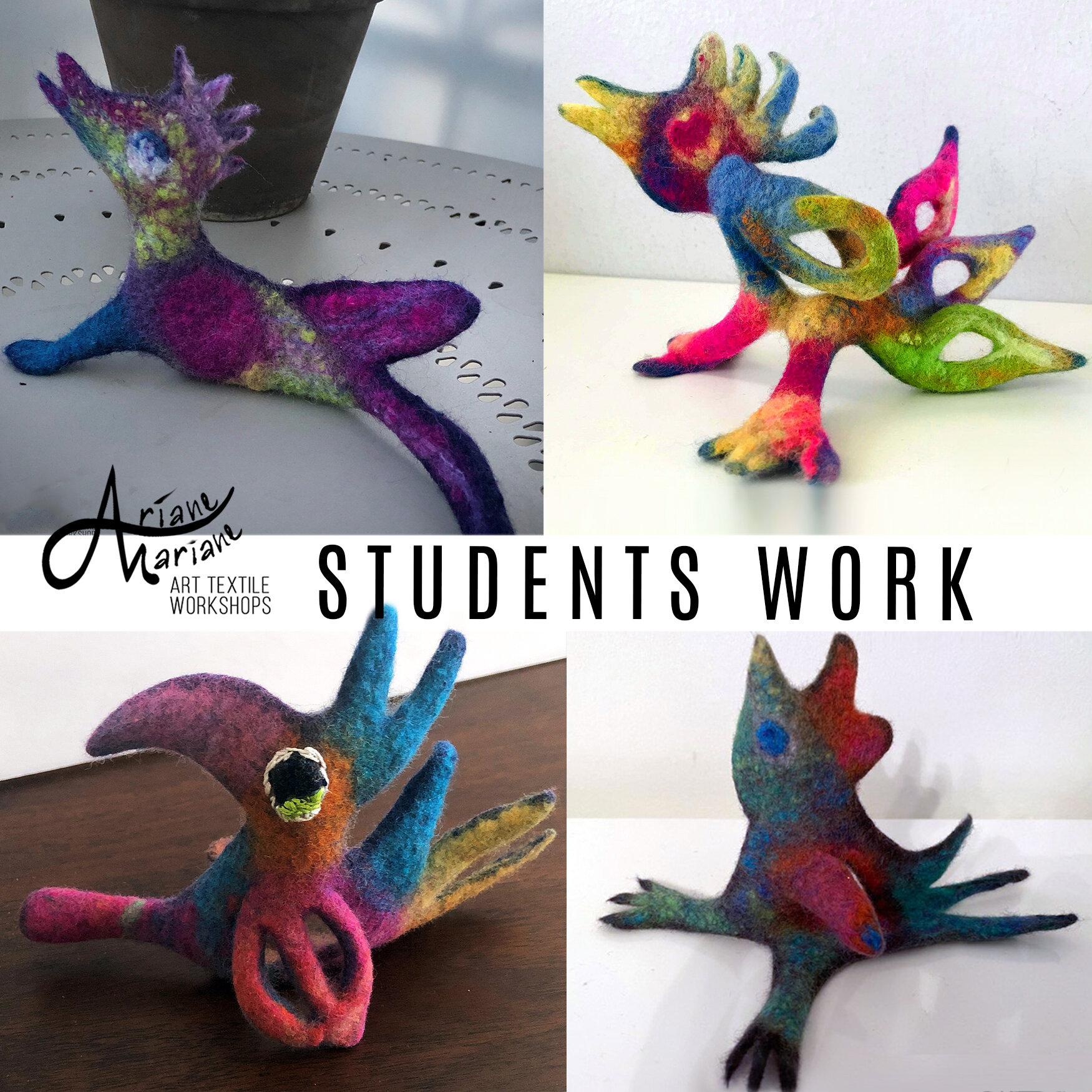 Students work felted birds (Copy) (Copy)