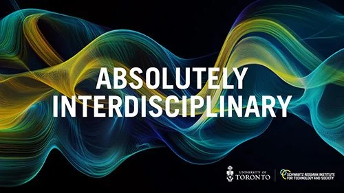 "Absolutely Interdisciplinary" with a background image of blue and yellow waves.