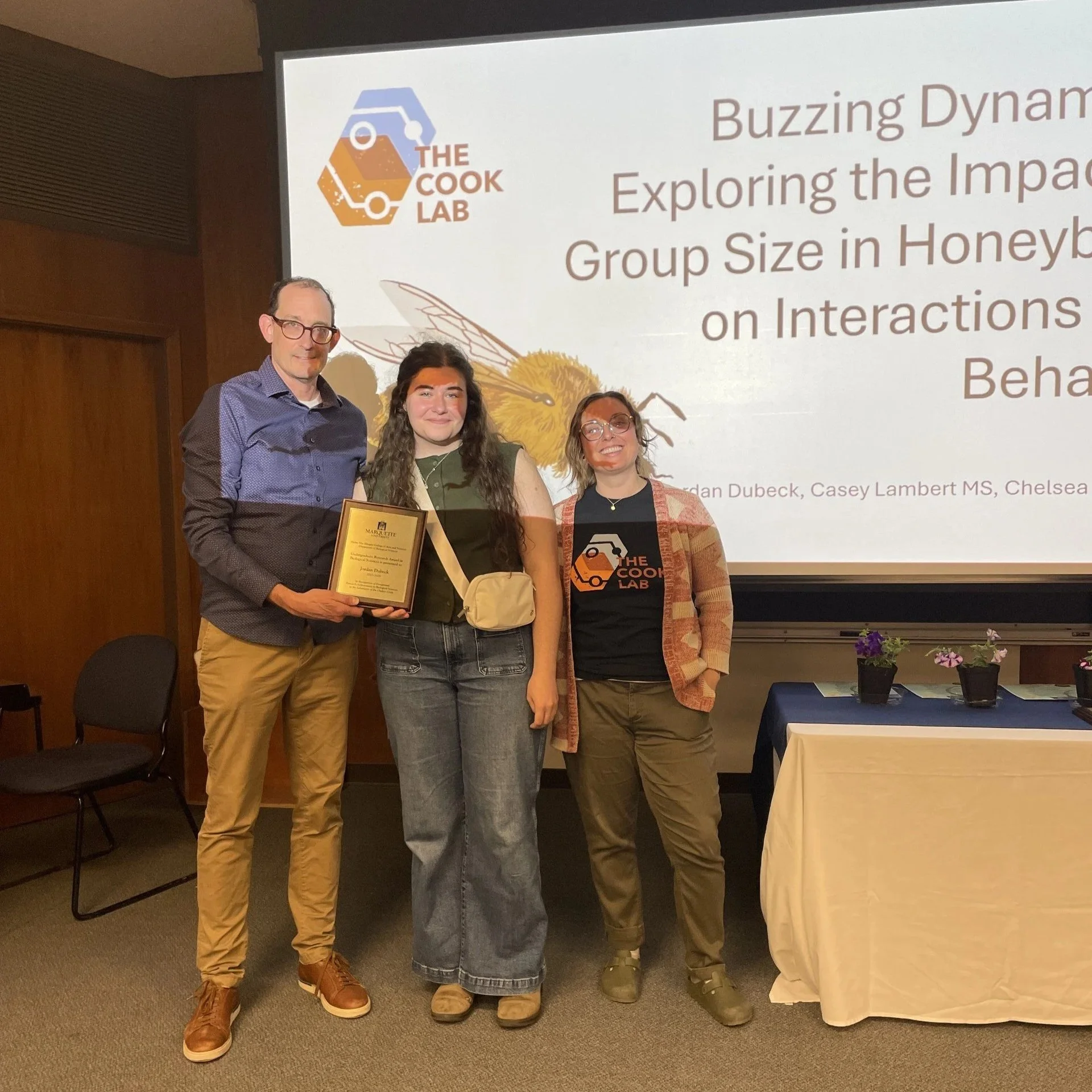 Jordan Dubeck receives Biological Sciences Undergraduate Research Award, presents invited seminar