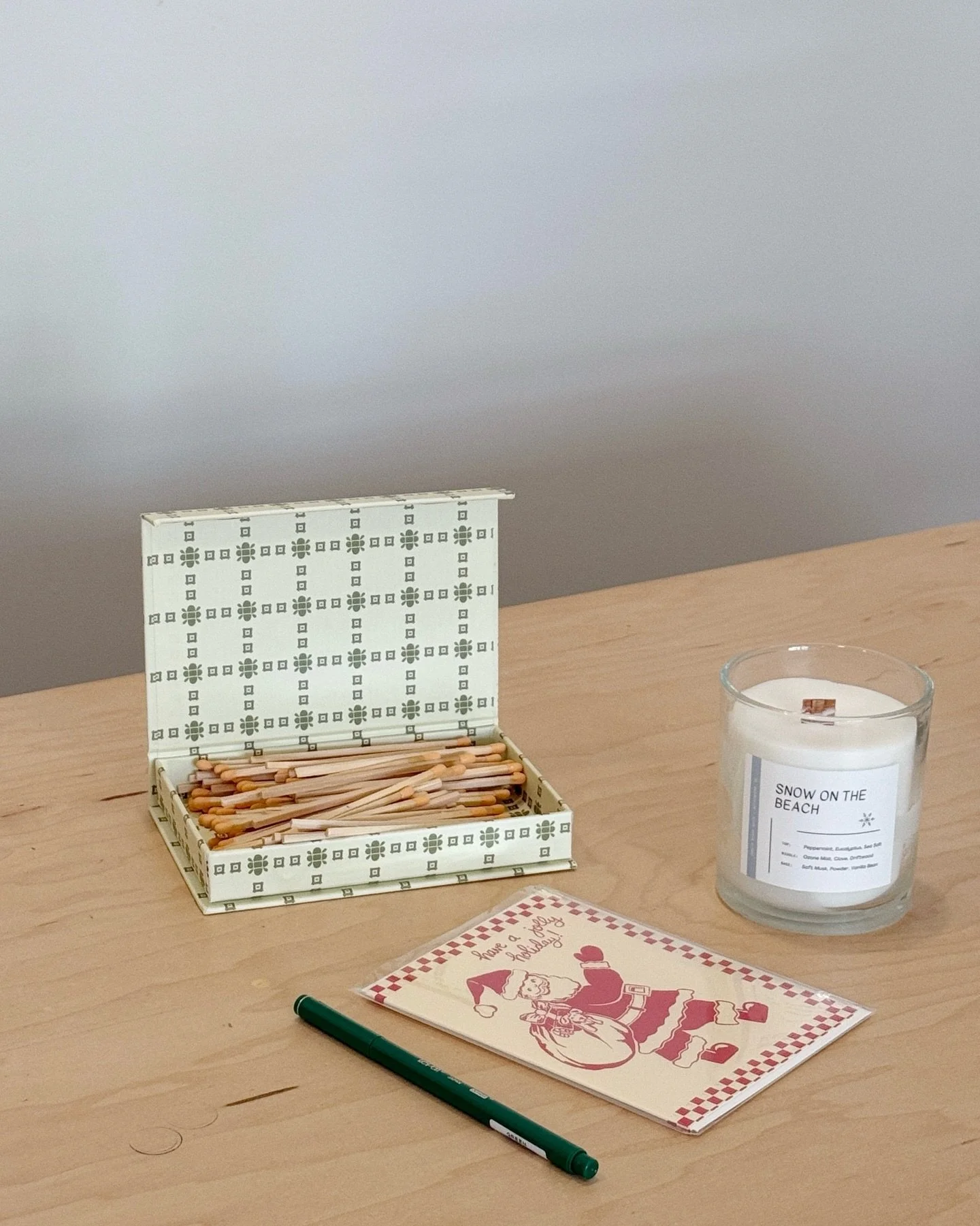we still have a variety of Christmas gifts available in store including our new Marlene wrapping paper + matchboxes and Soph&rsquo;s Beach House Christmas candles that just got dropped off! open today 1-4 :)