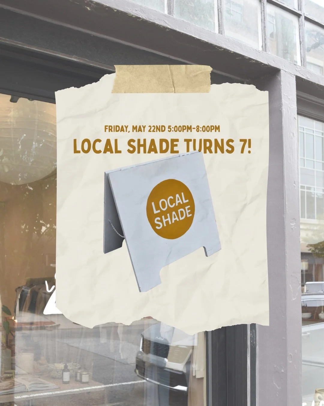 LOCAL SHADE TURNS 7 ♡

Come celebrate with us on May 22 for a special anniversary party + little store relaunch celebration for our new ownership! 

extended evening hours &bull; music &bull; refreshments &bull; mini raffle &bull; new hats &bull; sho