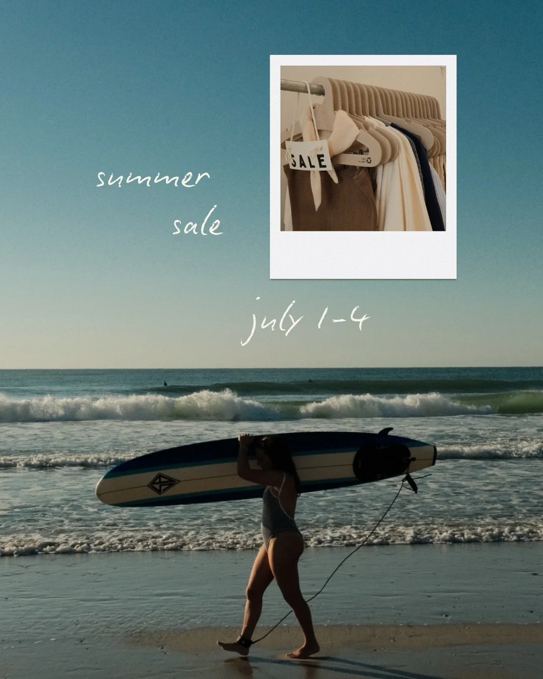 it&rsquo;s almost that time! summer sale starts july 1 🌊🌞

from july 1&ndash;4, enjoy 20% off all clothing, plus receive our anniversary trucker hat with purchases of $200 or more (while supplies last).

shop in-store and online!
