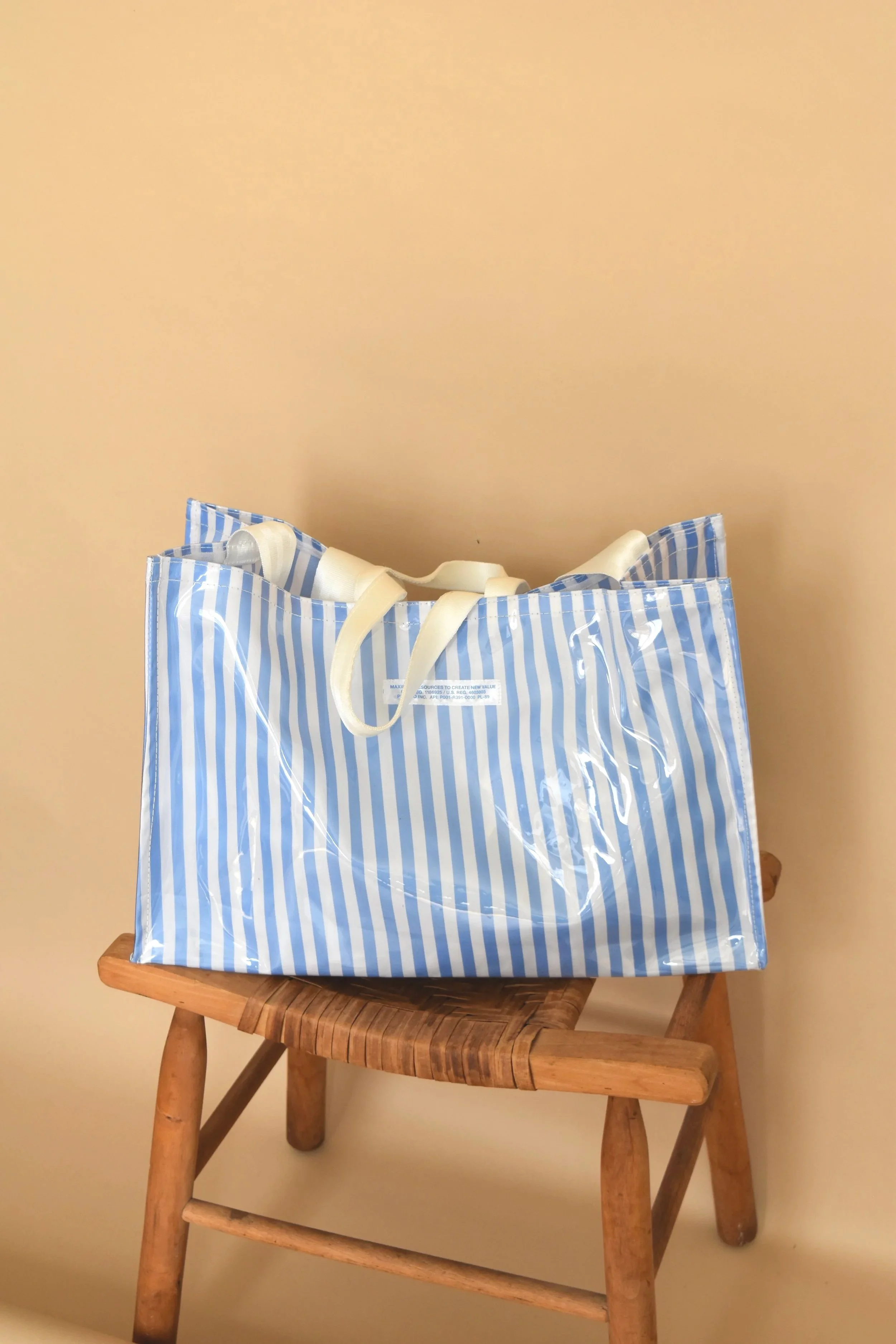 Covered-Market-Bag-Light Blue/White-Puebco