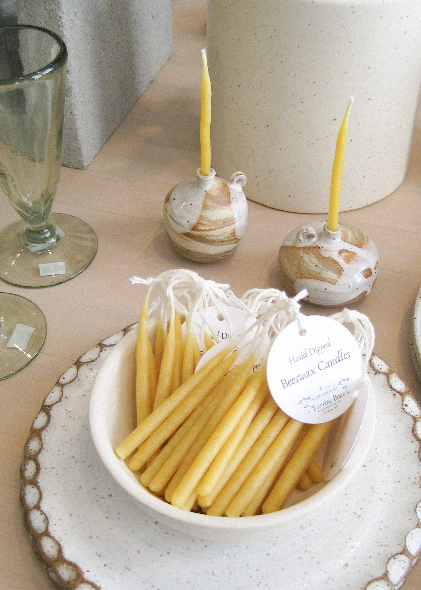Small Hand Dipped Beeswax Taper Candles
