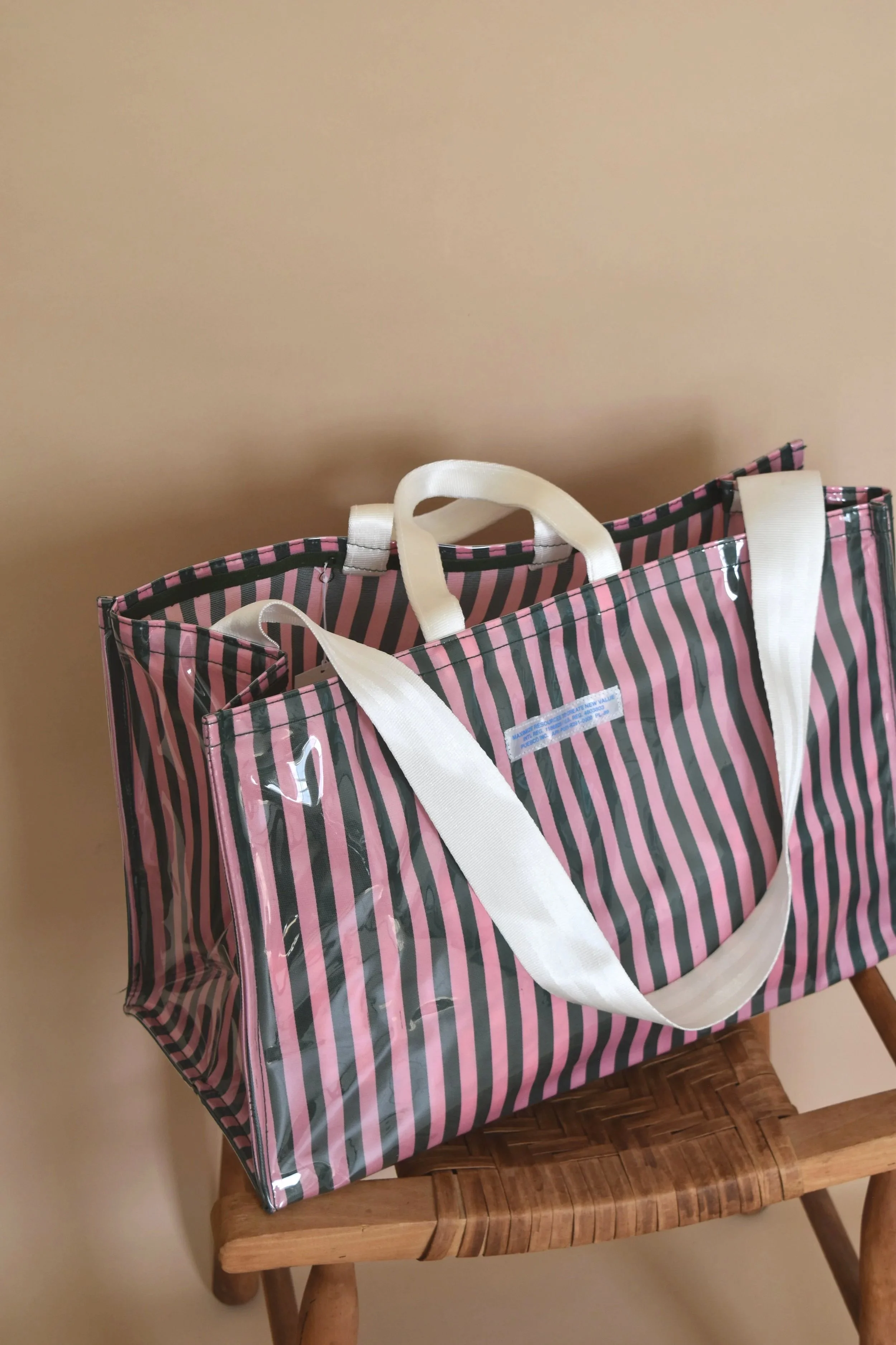 Covered-Market-Bag-Dark Green/Pink-Puebco-1