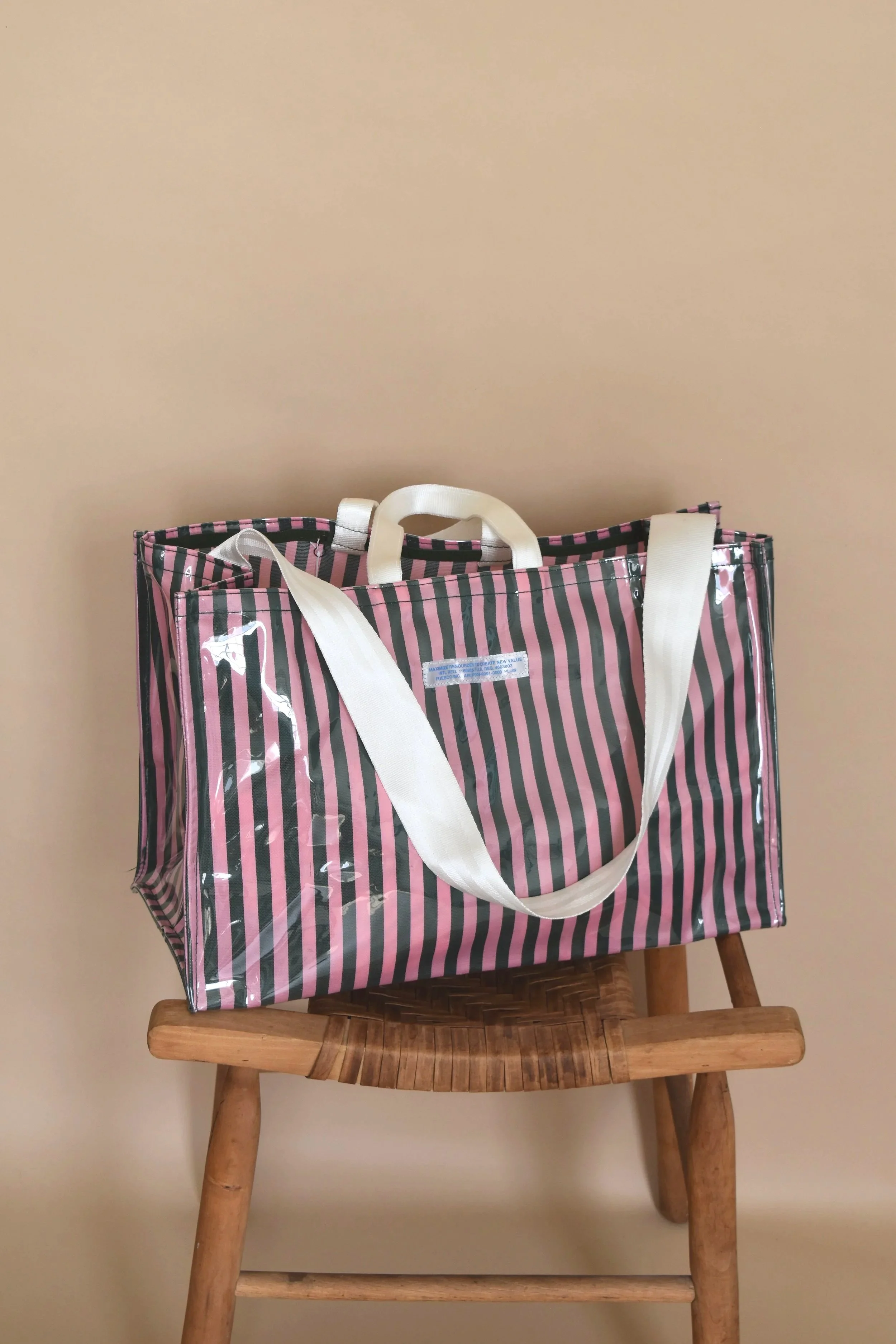 Covered-Market-Bag-Dark Green/Pink-Puebco