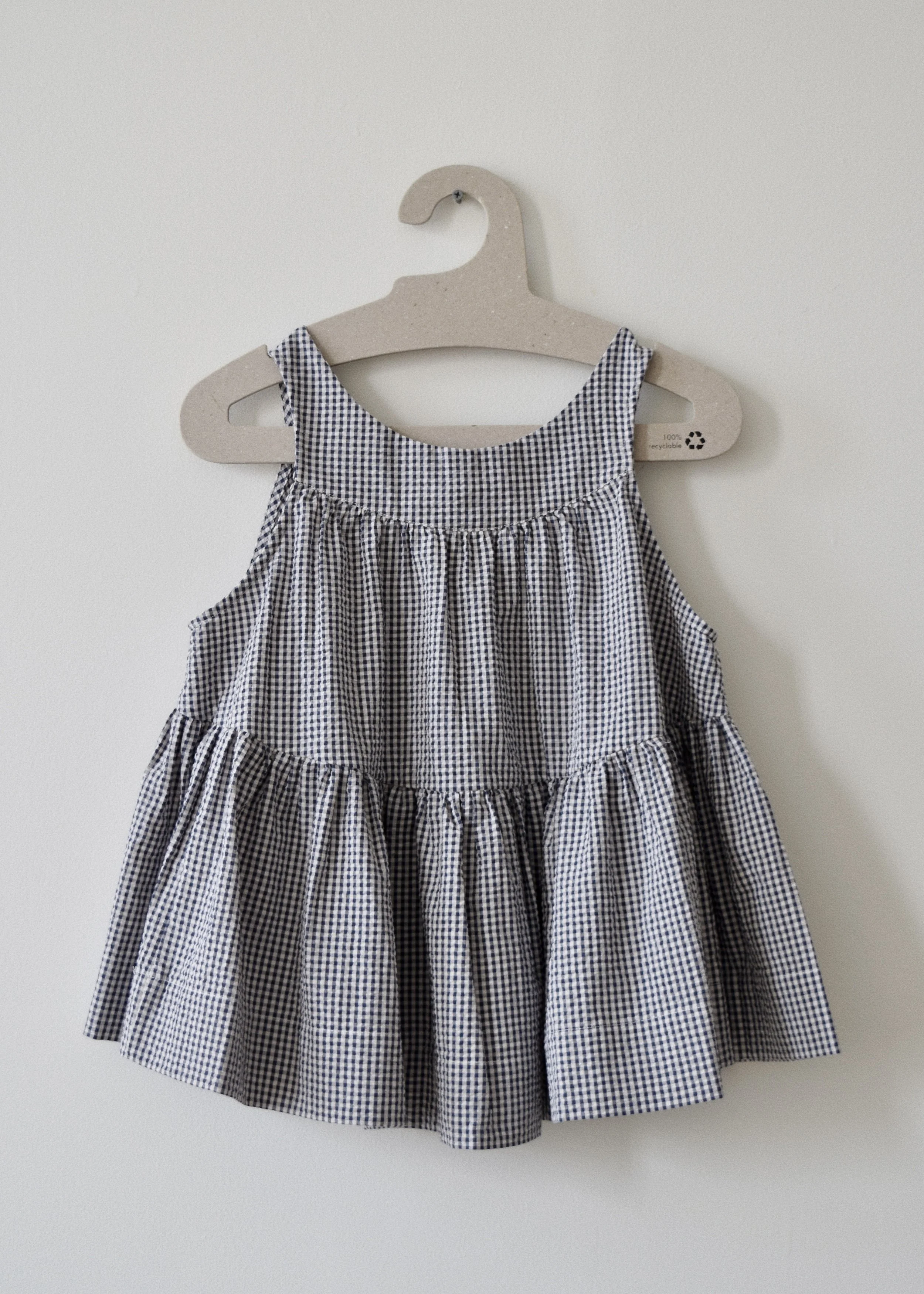Carmen Swing Top - Navy Gingham