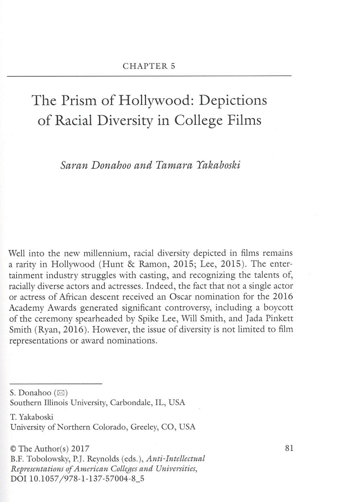The prism of Hollywood: Depictions of racial diversity in college films