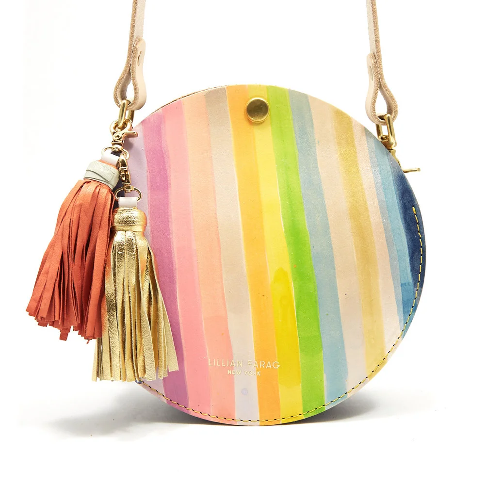 Lillian Farag Rainbow Stripe Circle Bag