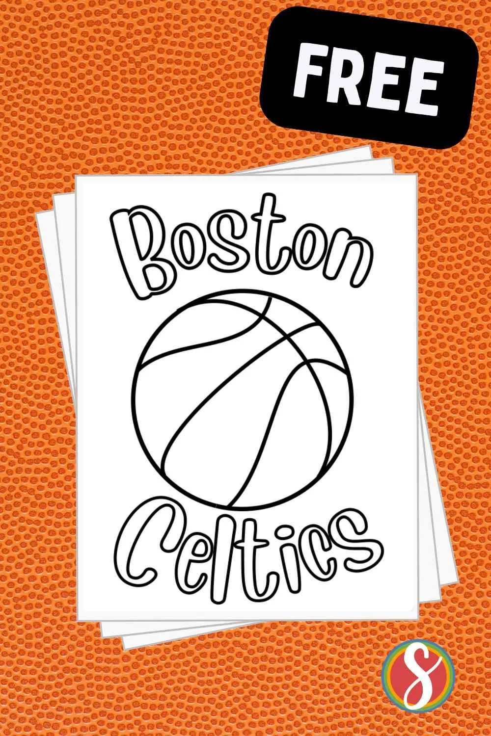 colorable basketball with colorable text "boston celtics"
