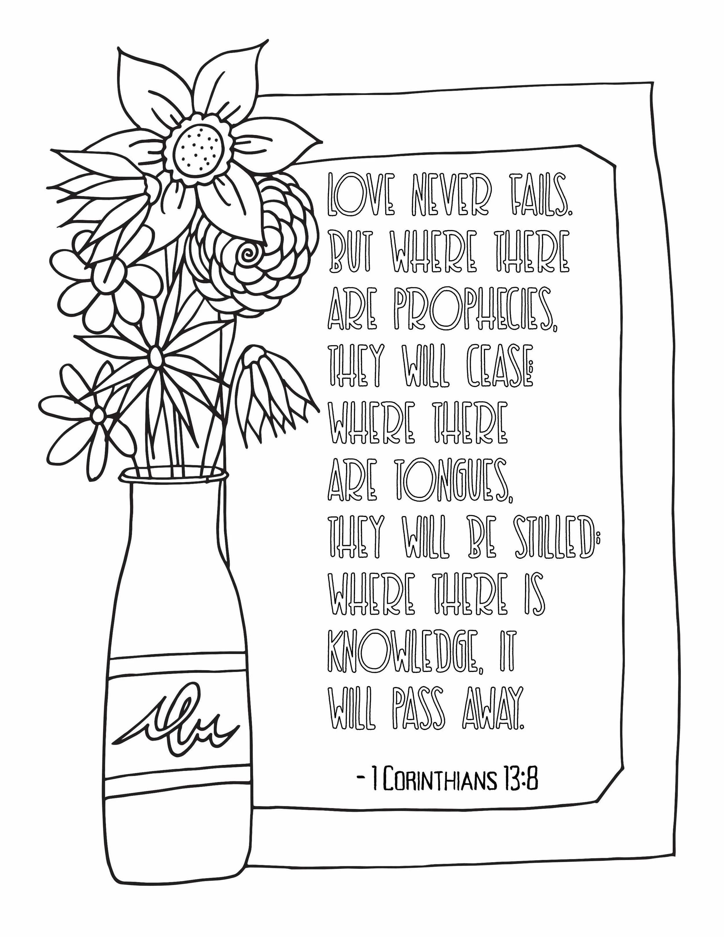 Bible Verse Coloring Page with Flowers