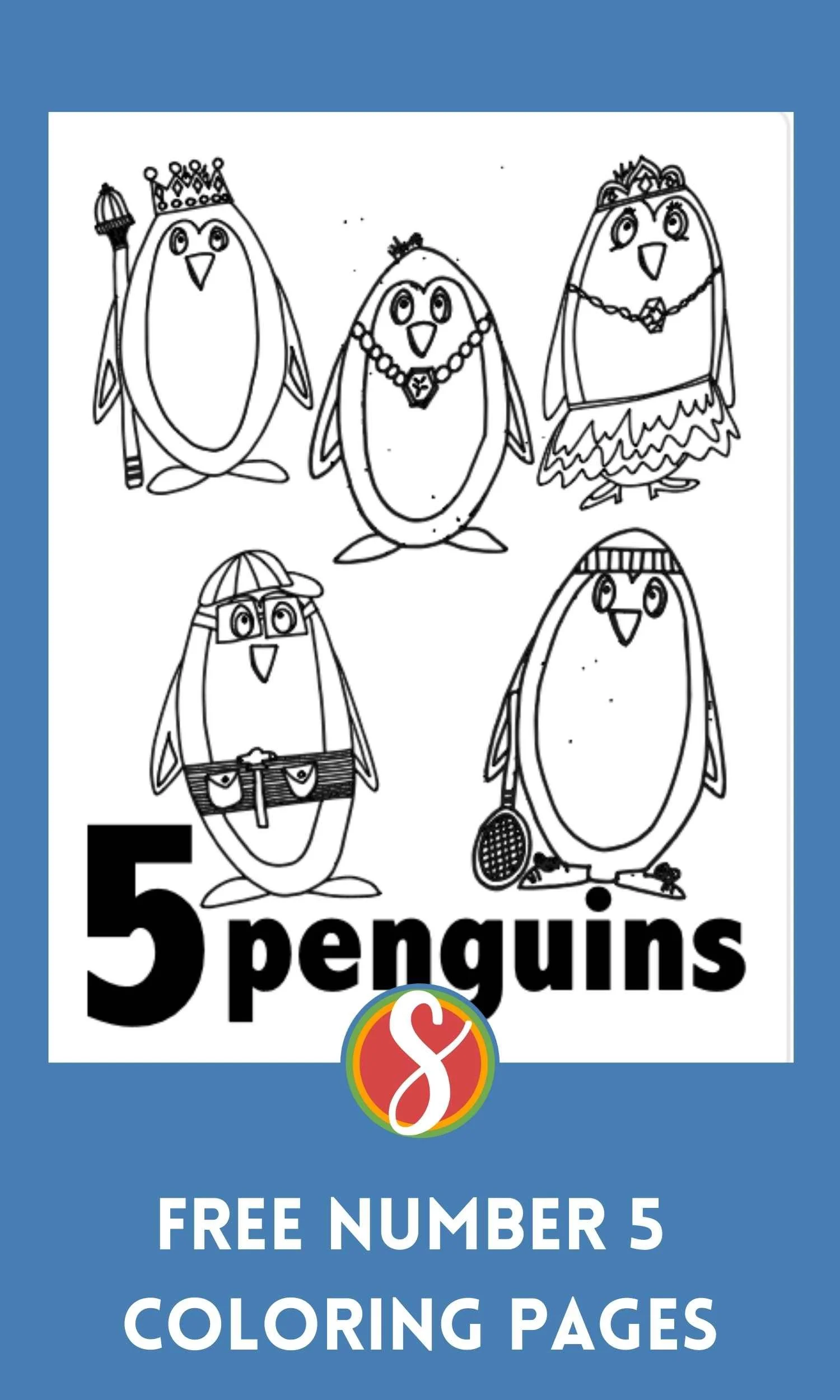 Number 5 with Blocks Coloring Page