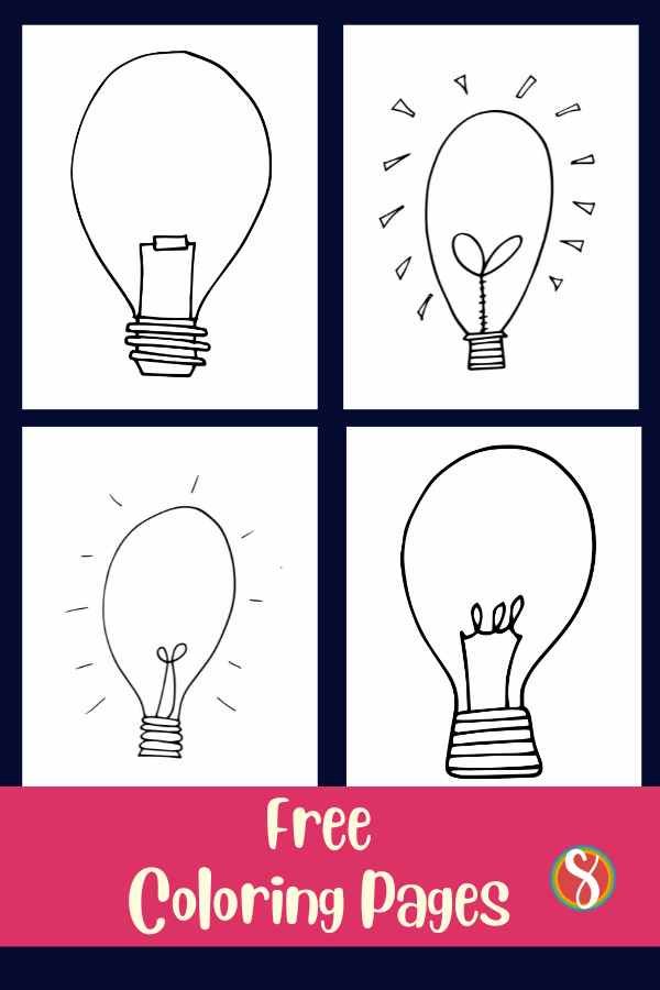 a collage of lightbulb coloring pages