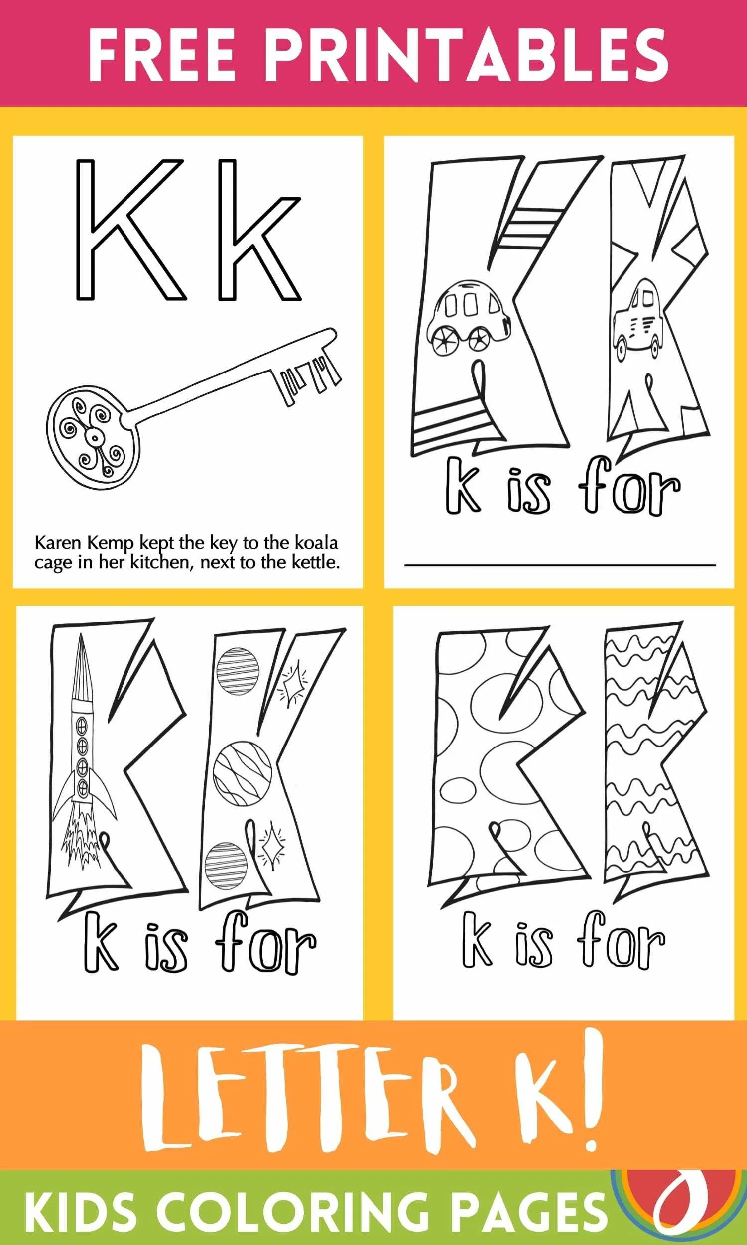 Kitten Letter K Coloring Page