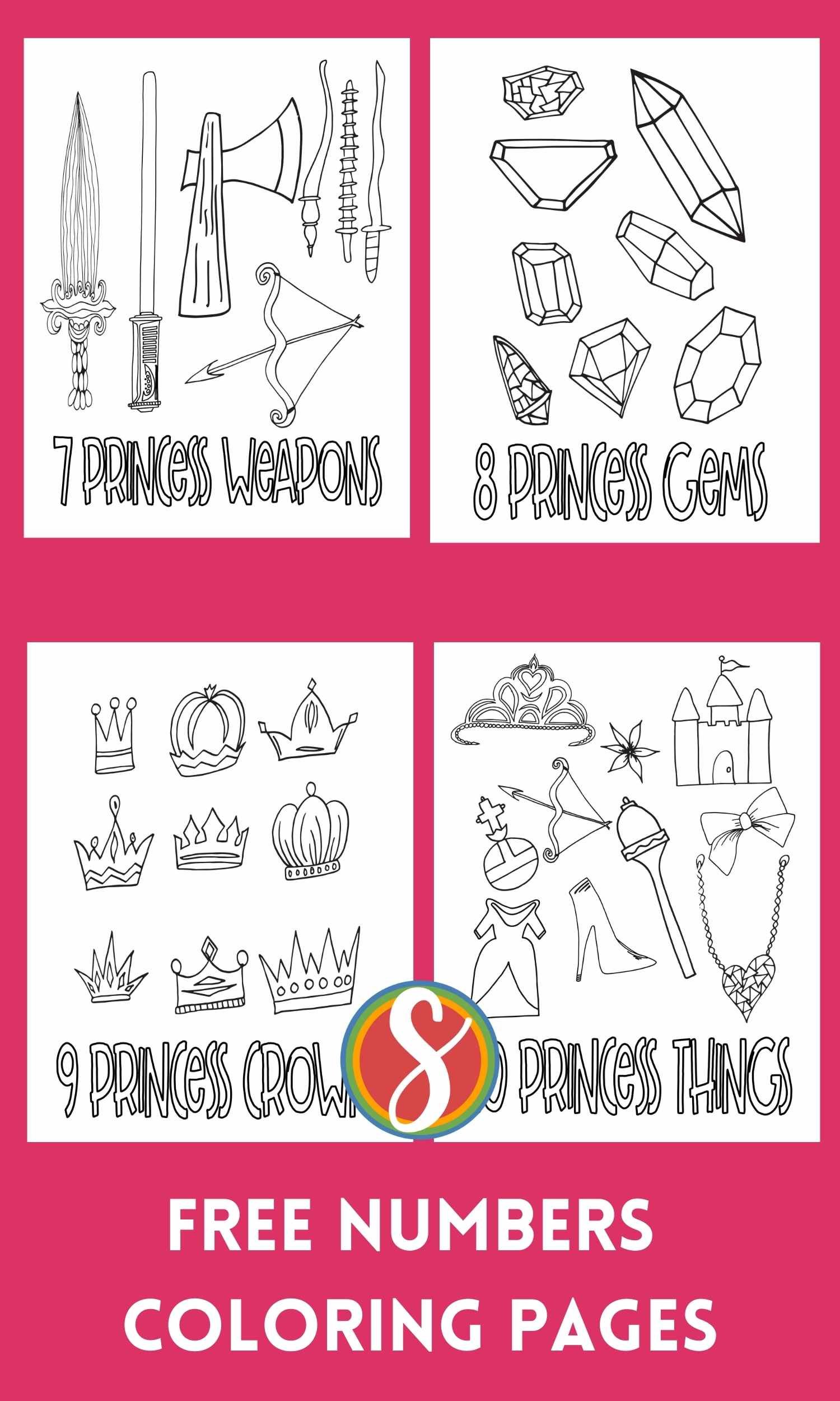 Free Princess Numbers Coloring Pages — Stevie Doodles